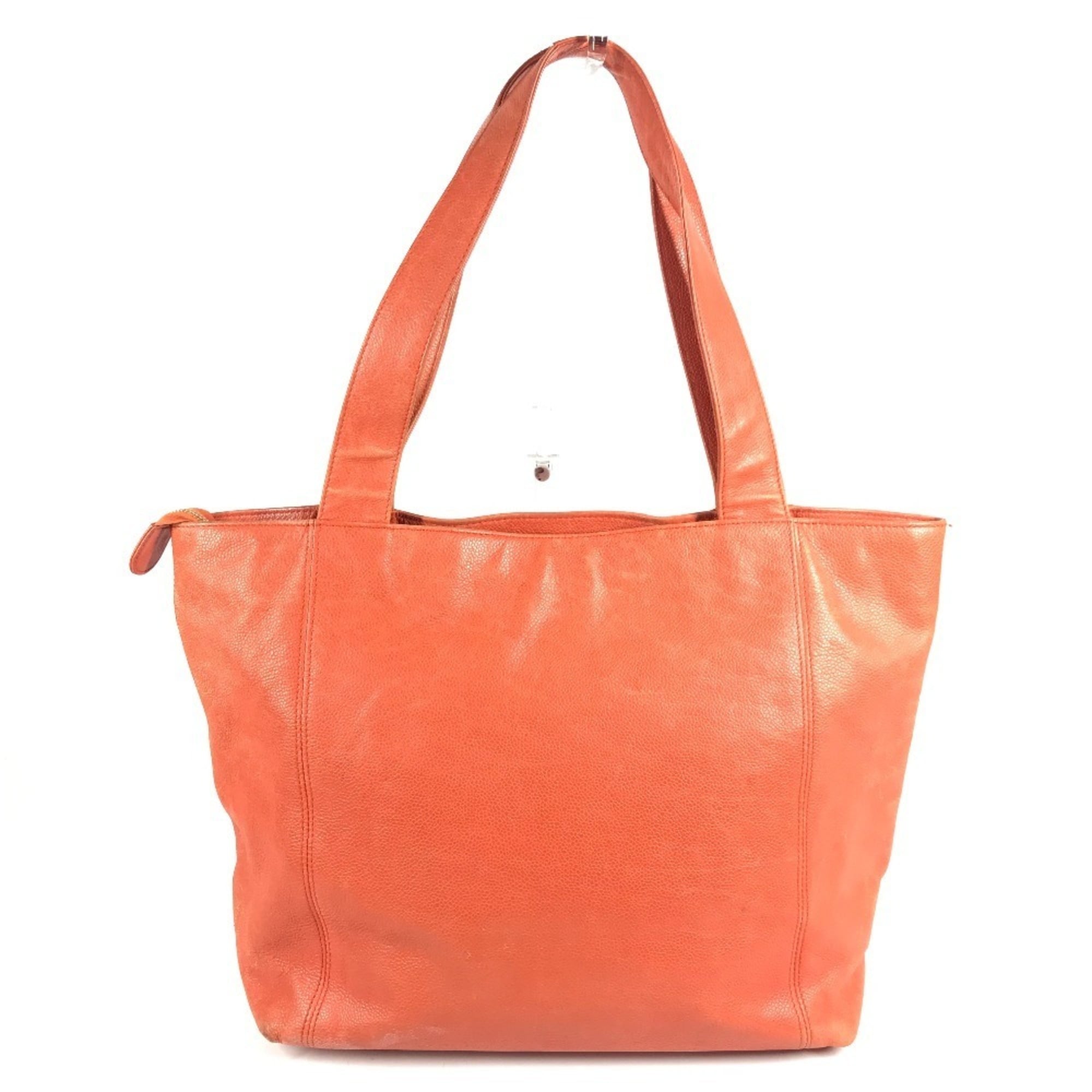 Chanel Orange Grained Calfskin Shoulder Bag Tote Bag (Pre-Owned)