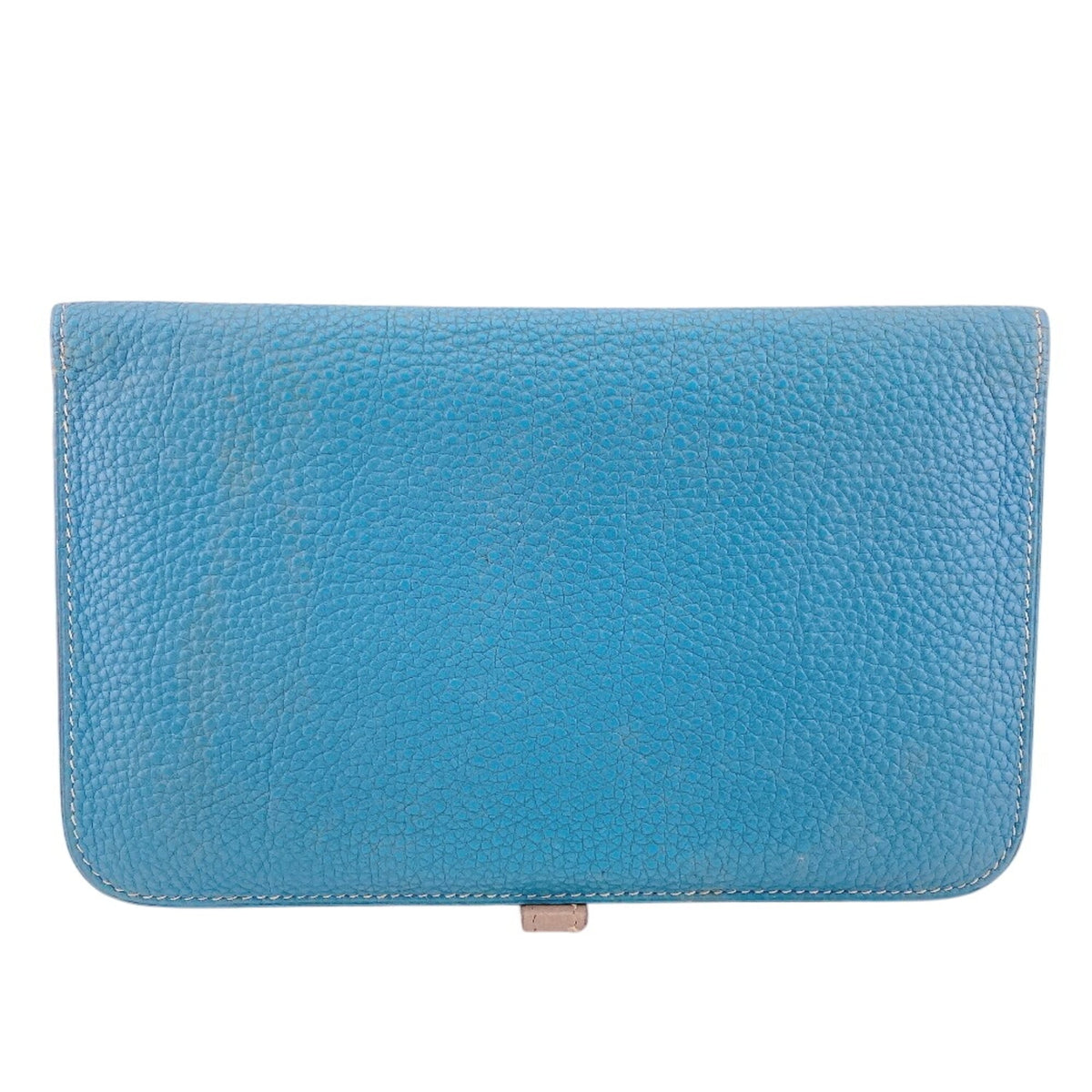 Hermes Dogon Beige Blue Togo Leather Long Wallet (Bi-Fold) (Pre-Owned)