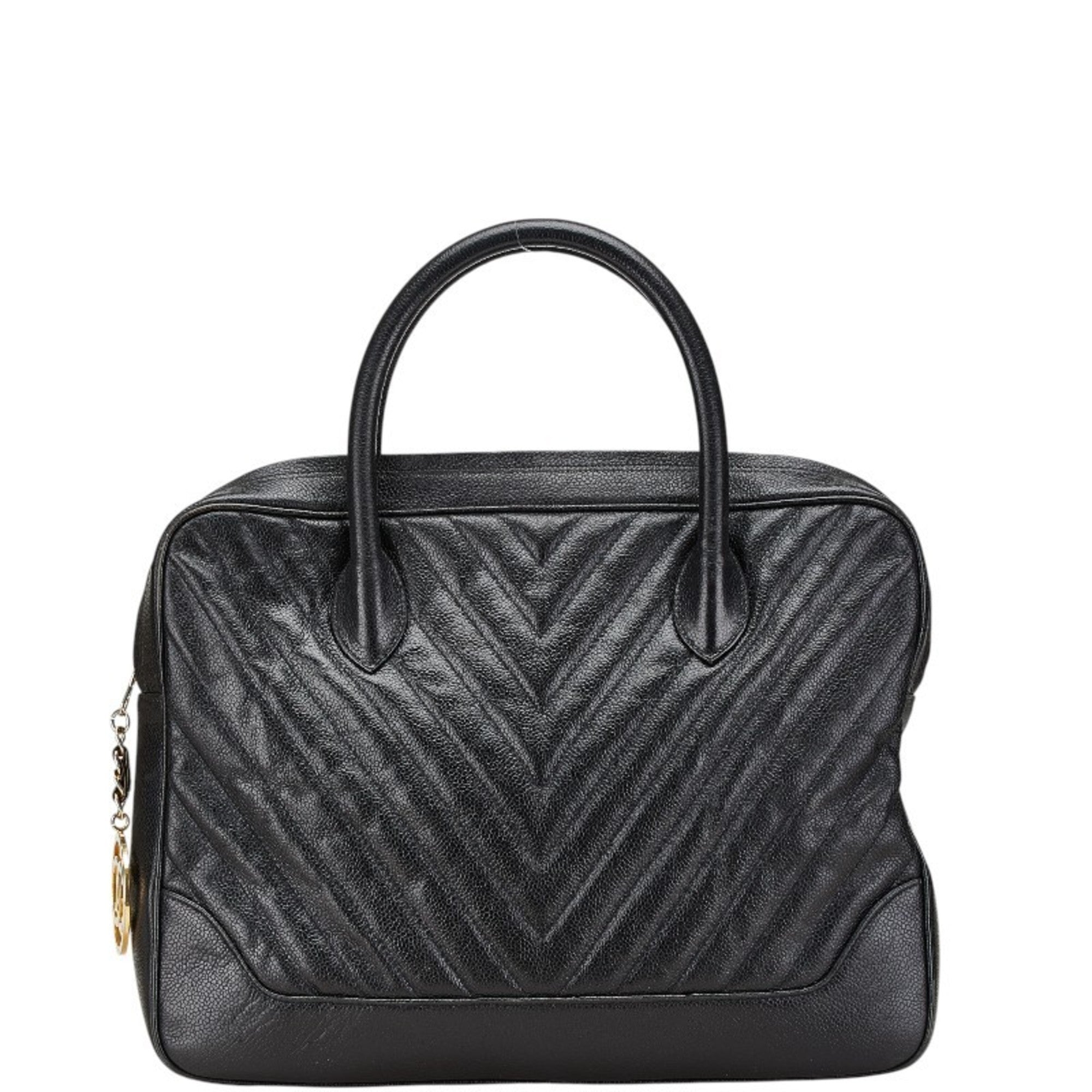 Chanel Black Grained Calfskin Handbag (Pre-Owned)