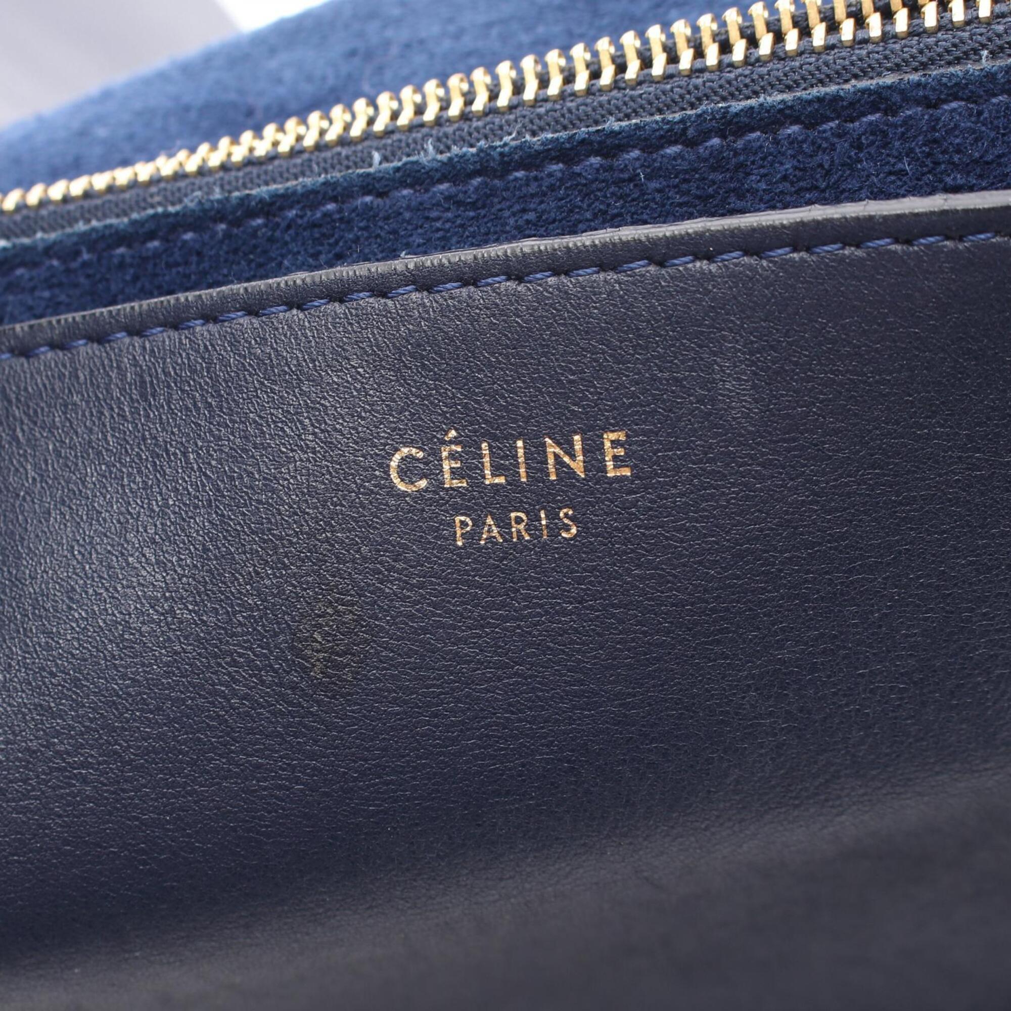 Celine Navy Leather Handbag Shoulder Bag (Pre-Owned)