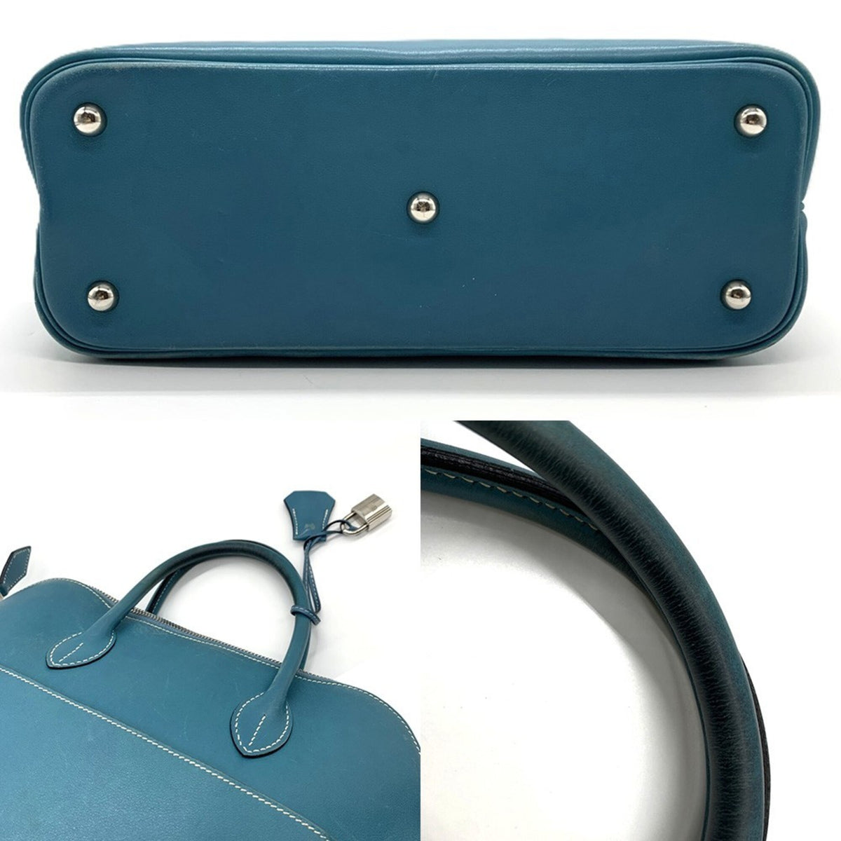 Hermes Bolide Blue Swift Leather Handbag (Pre-Owned)
