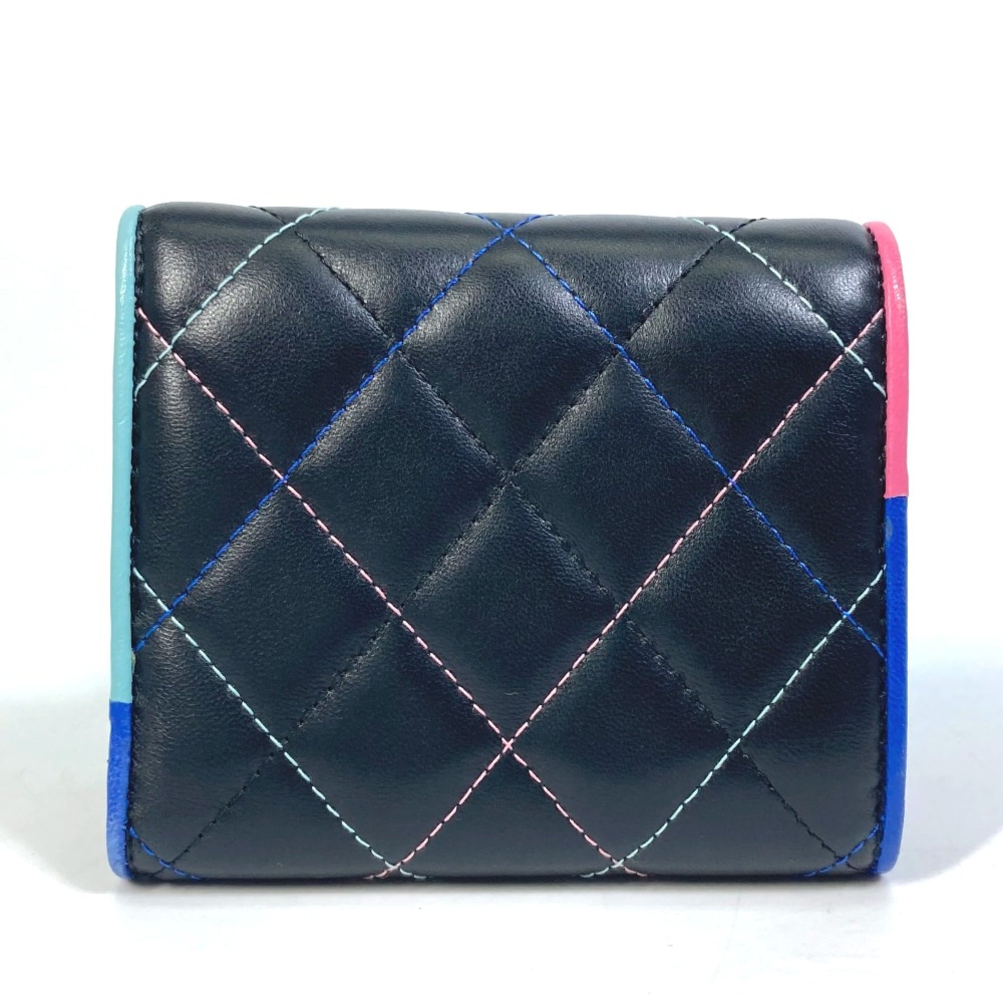 Chanel Black Leather Wallet (Tri-Fold) (Pre-Owned)