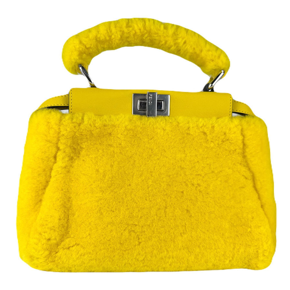 Fendi Yellow Fur Handbag Shoulder Bag (Pre-Owned)
