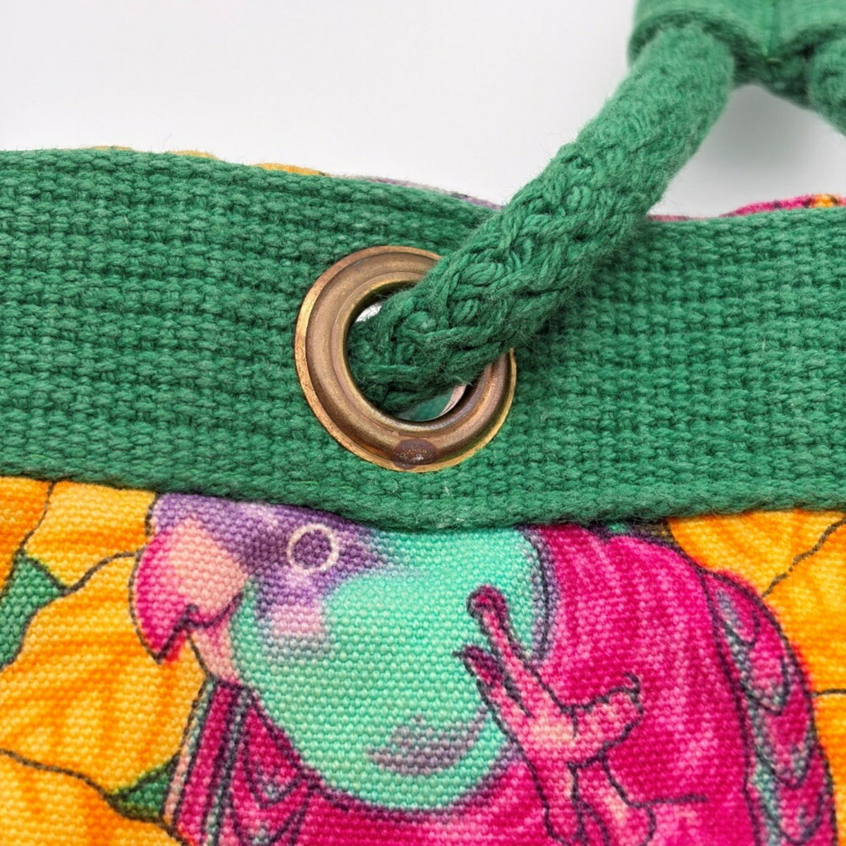 Hermes Green Pink Yellow Cotton Shoulder Bag (Pre-Owned)
