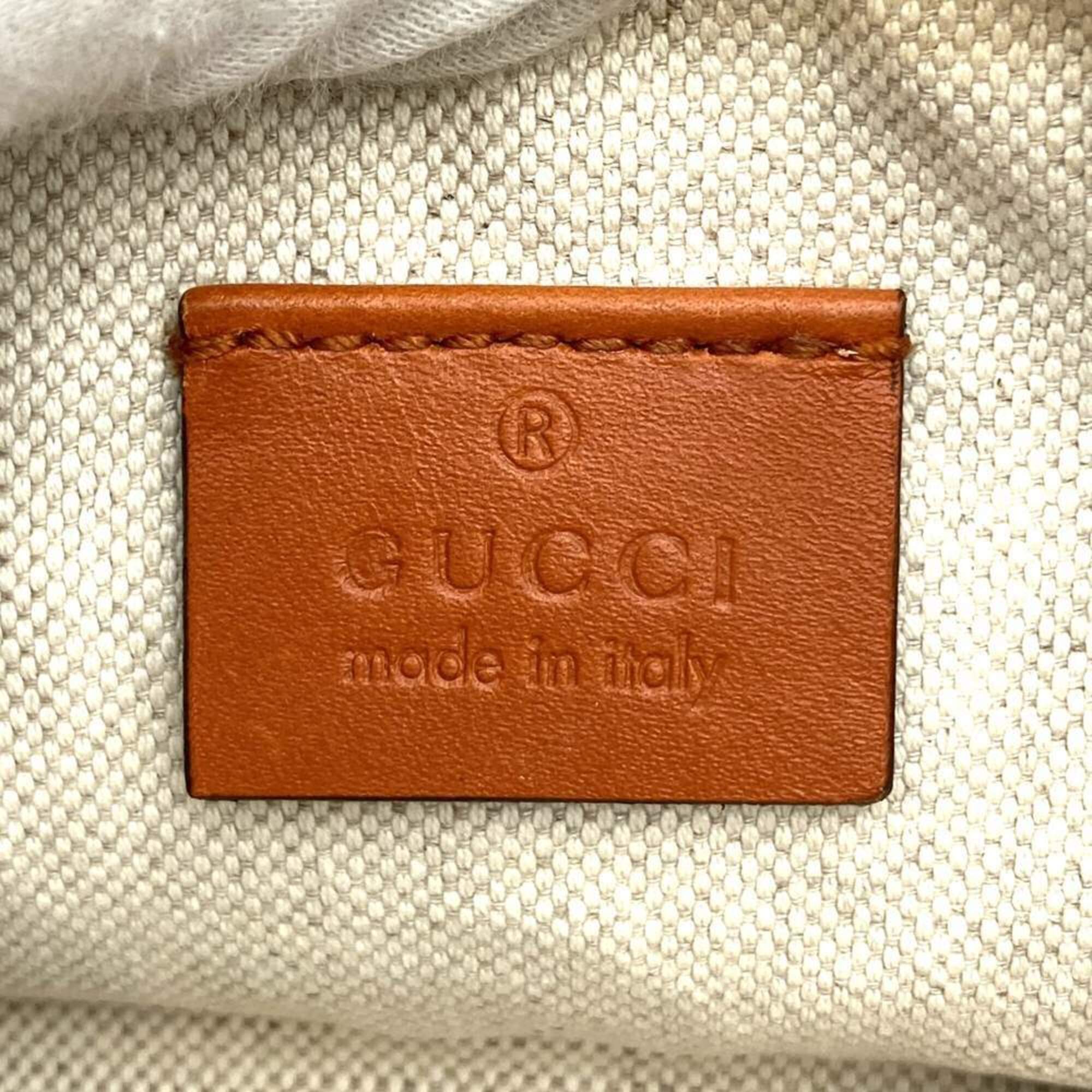 Gucci Brown Canvas Leather Tote Bag (Pre-Owned)