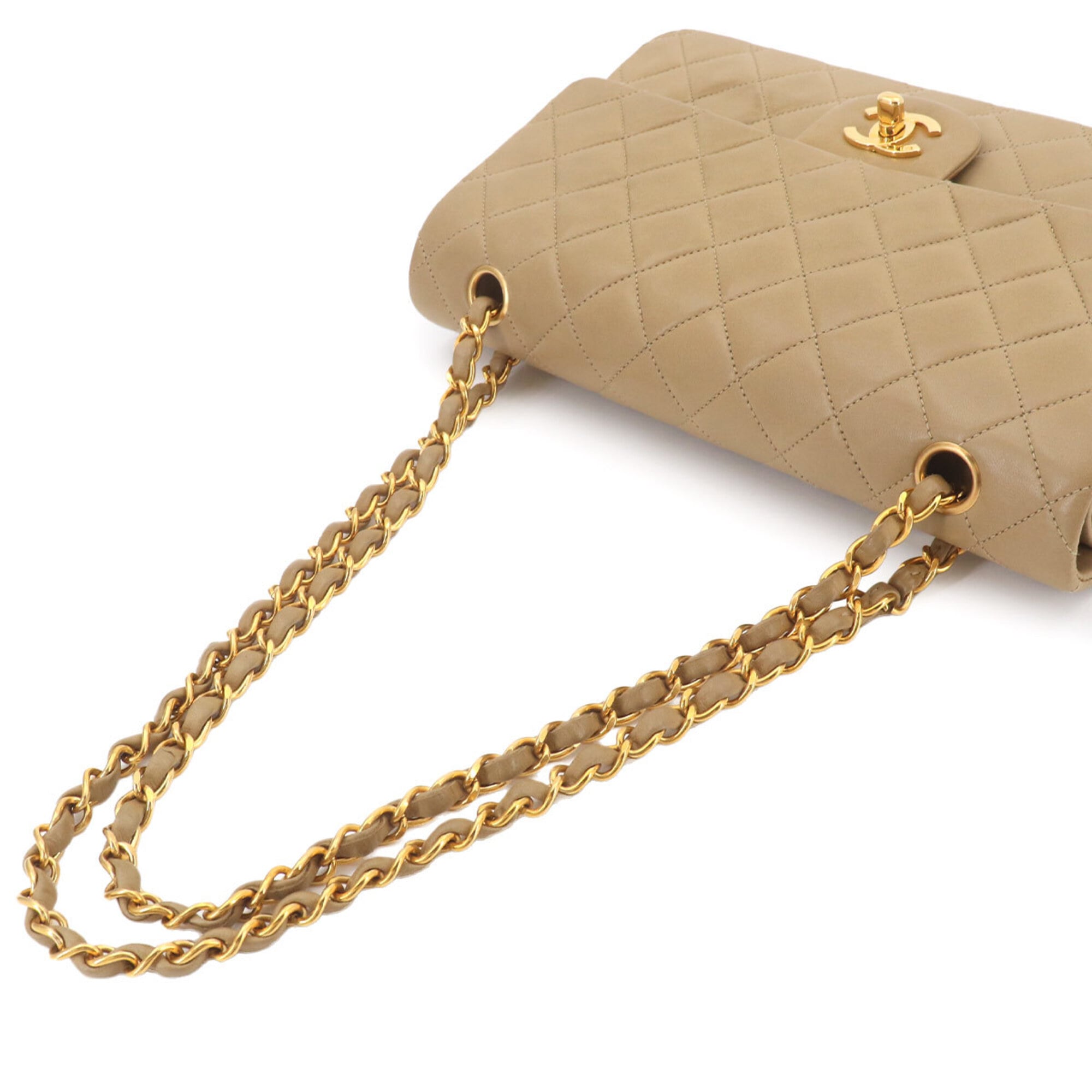 Chanel Beige Leather Handbag Shoulder Bag (Pre-Owned)