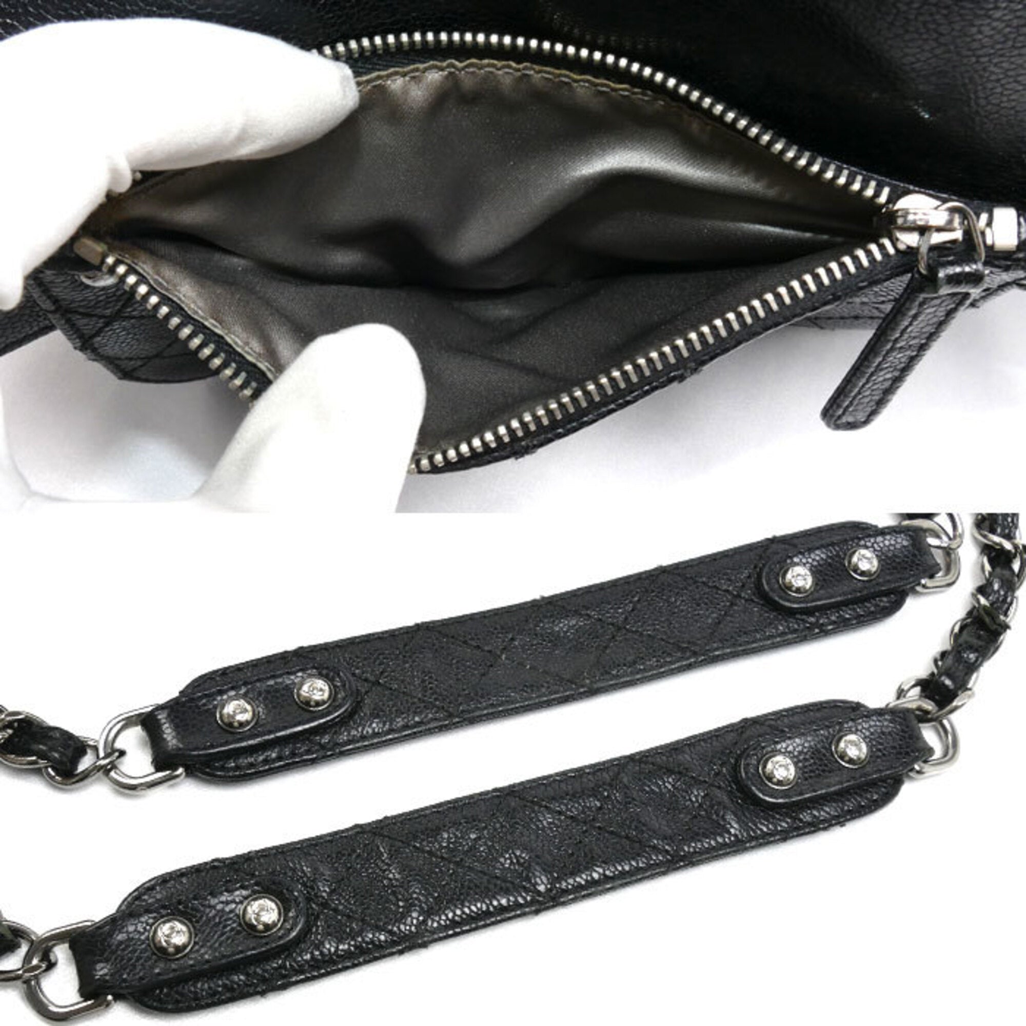 Chanel Black Grained Calfskin Shoulder Bag (Pre-Owned)