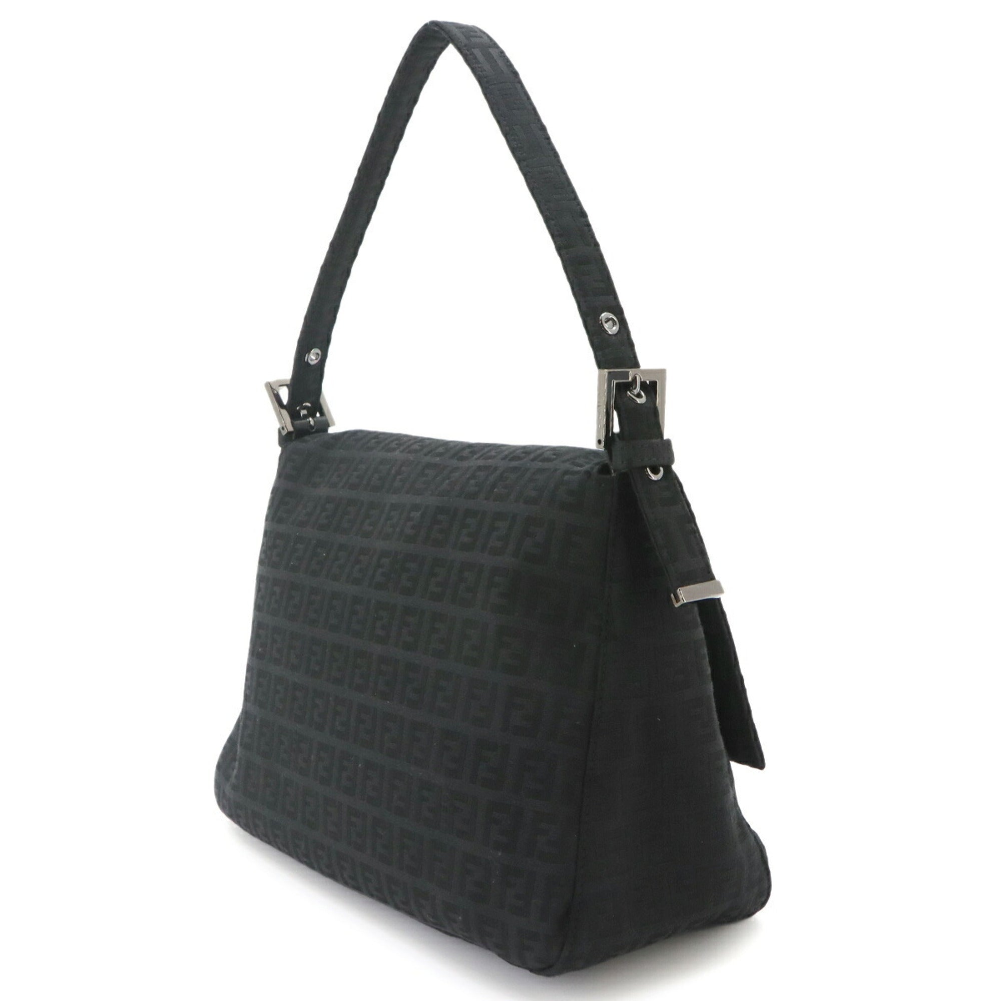Fendi Black Canvas Leather Shoulder Bag (Pre-Owned)