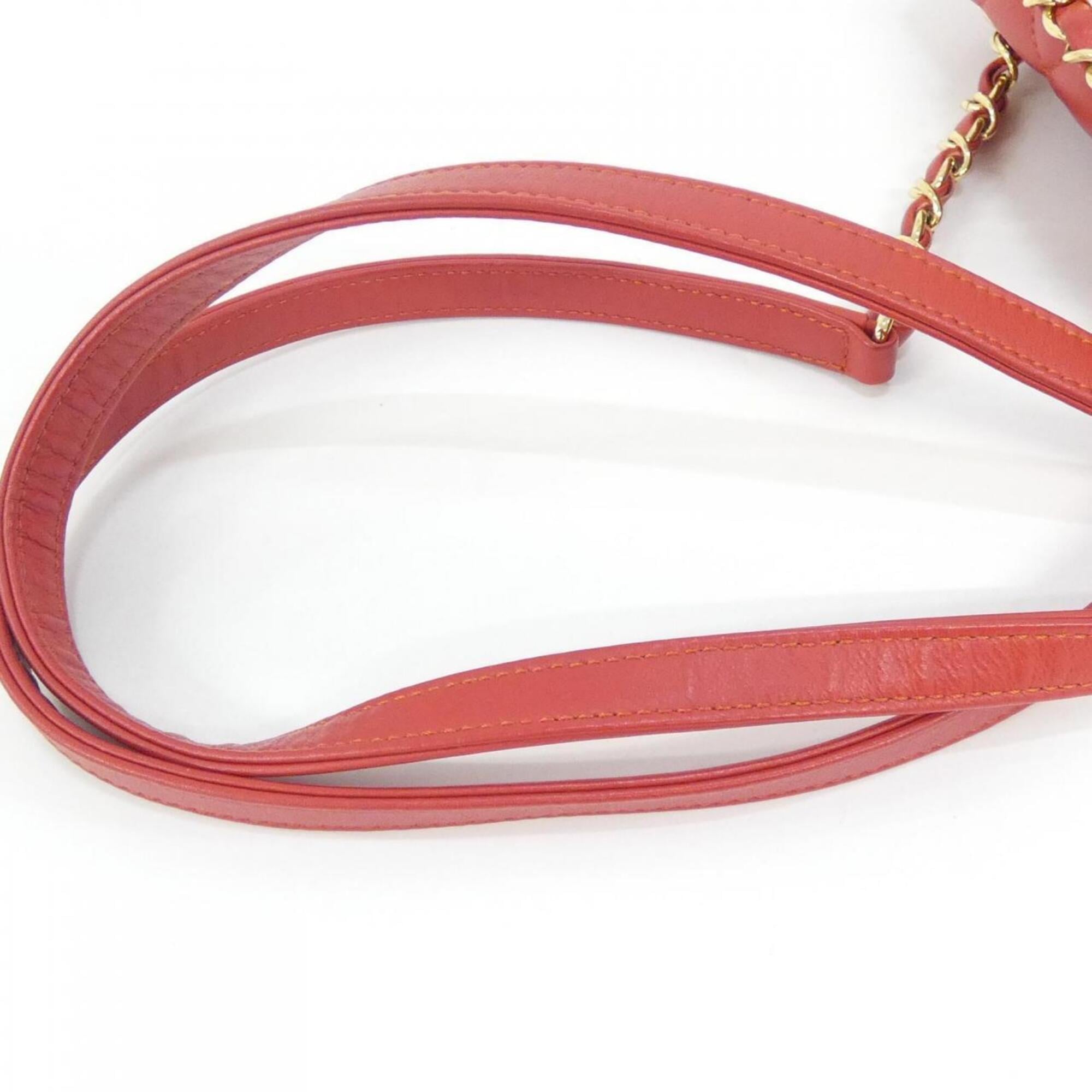 Chanel Red Color Leather Backpack (Pre-Owned)