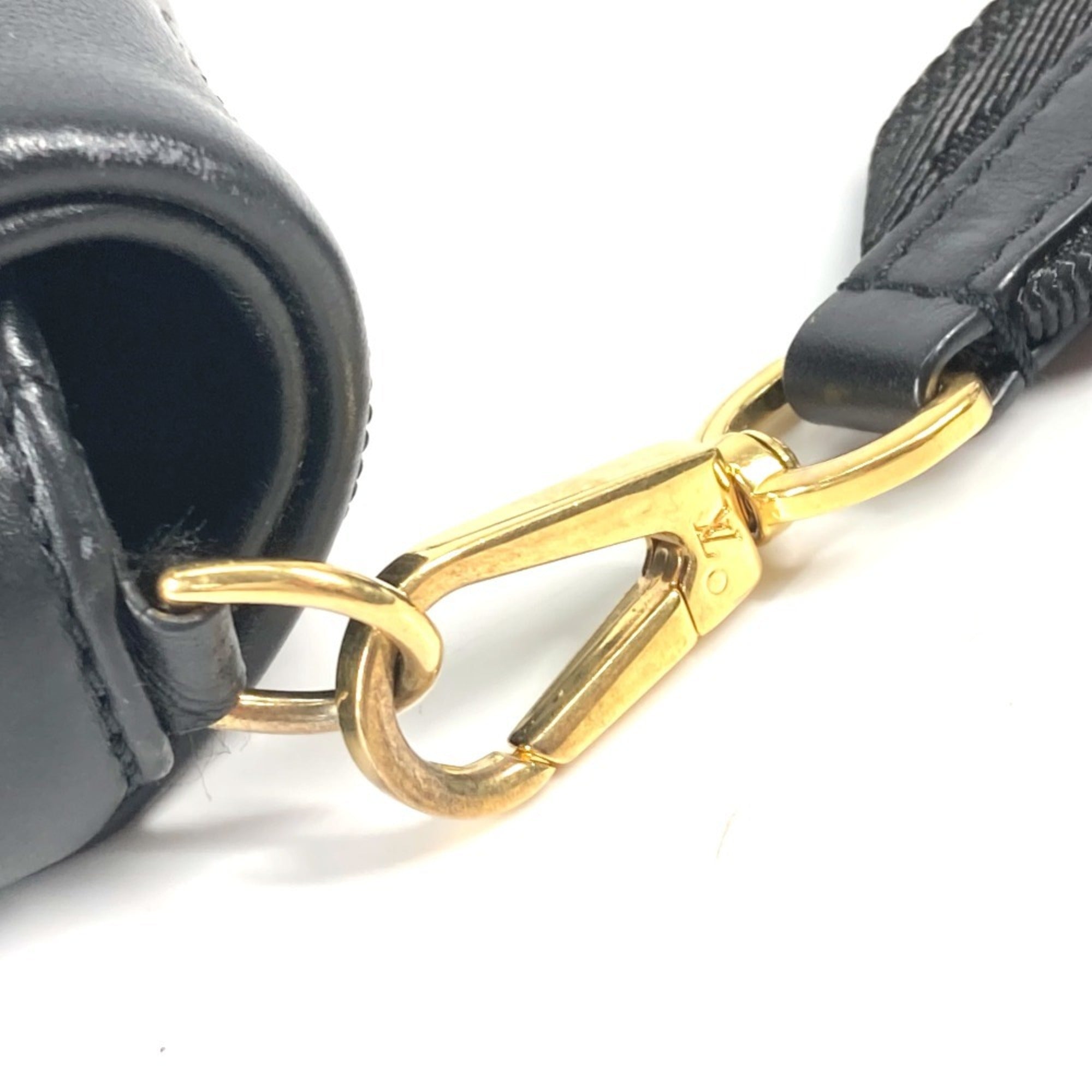Louis Vuitton Monogram Black Monogram Leather Clutch Bag Shoulder Bag (Pre-Owned)