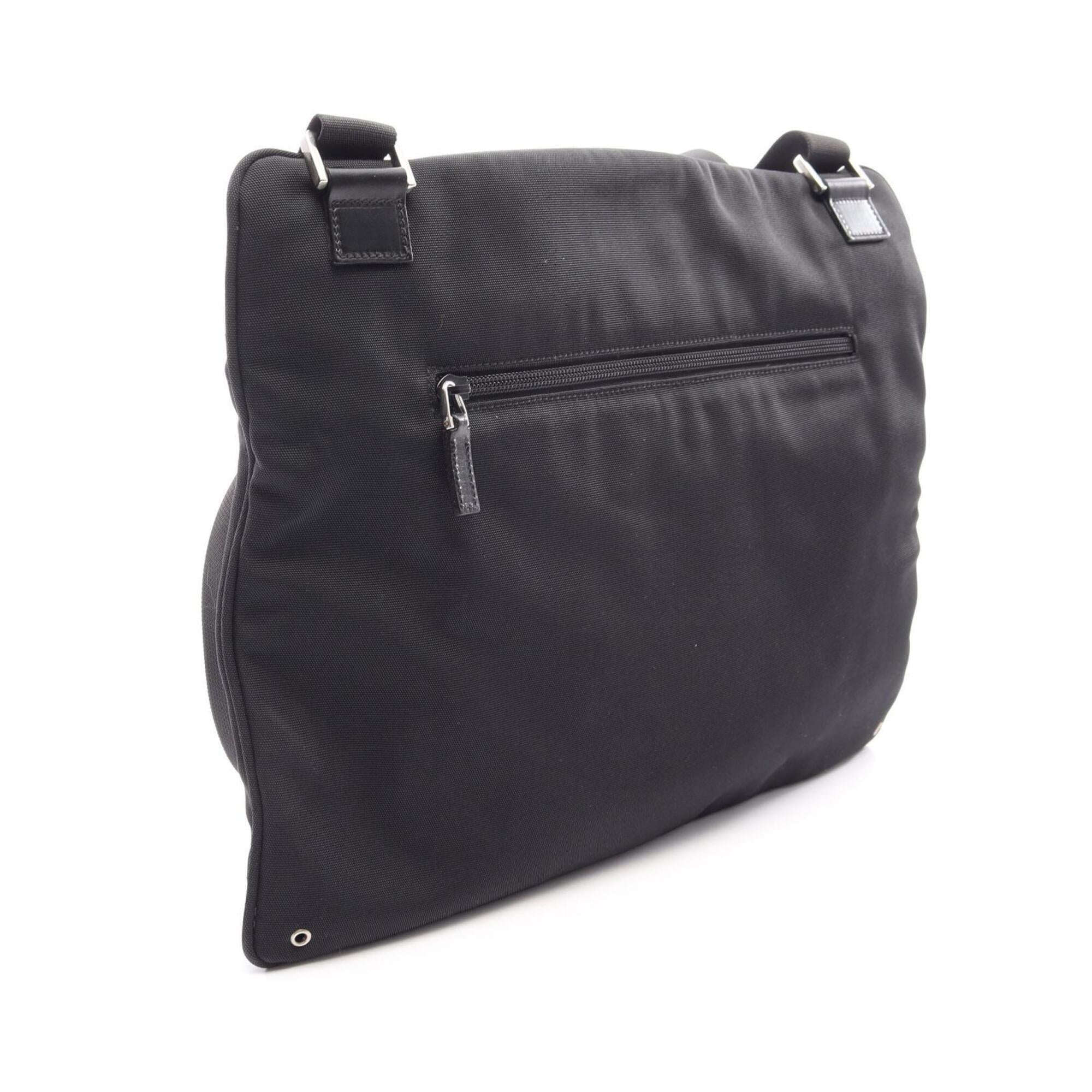Gucci Black Canvas Leather Handbag Shoulder Bag (Pre-Owned)