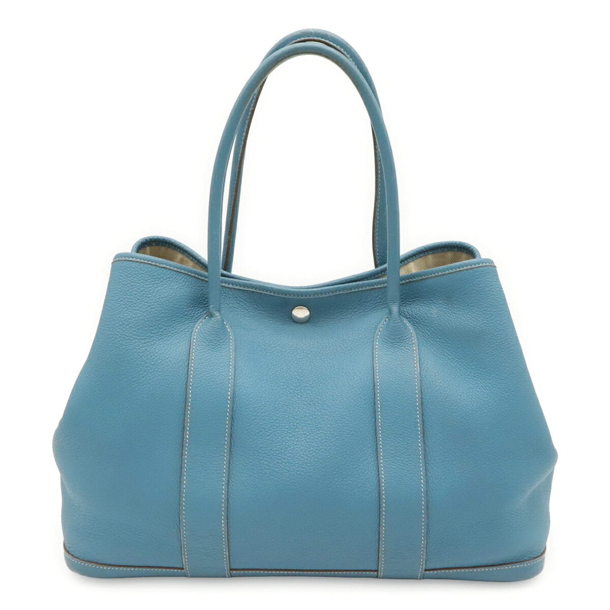 Hermes Light Blue Leather Handbag Shoulder Bag Tote Bag (Pre-Owned)