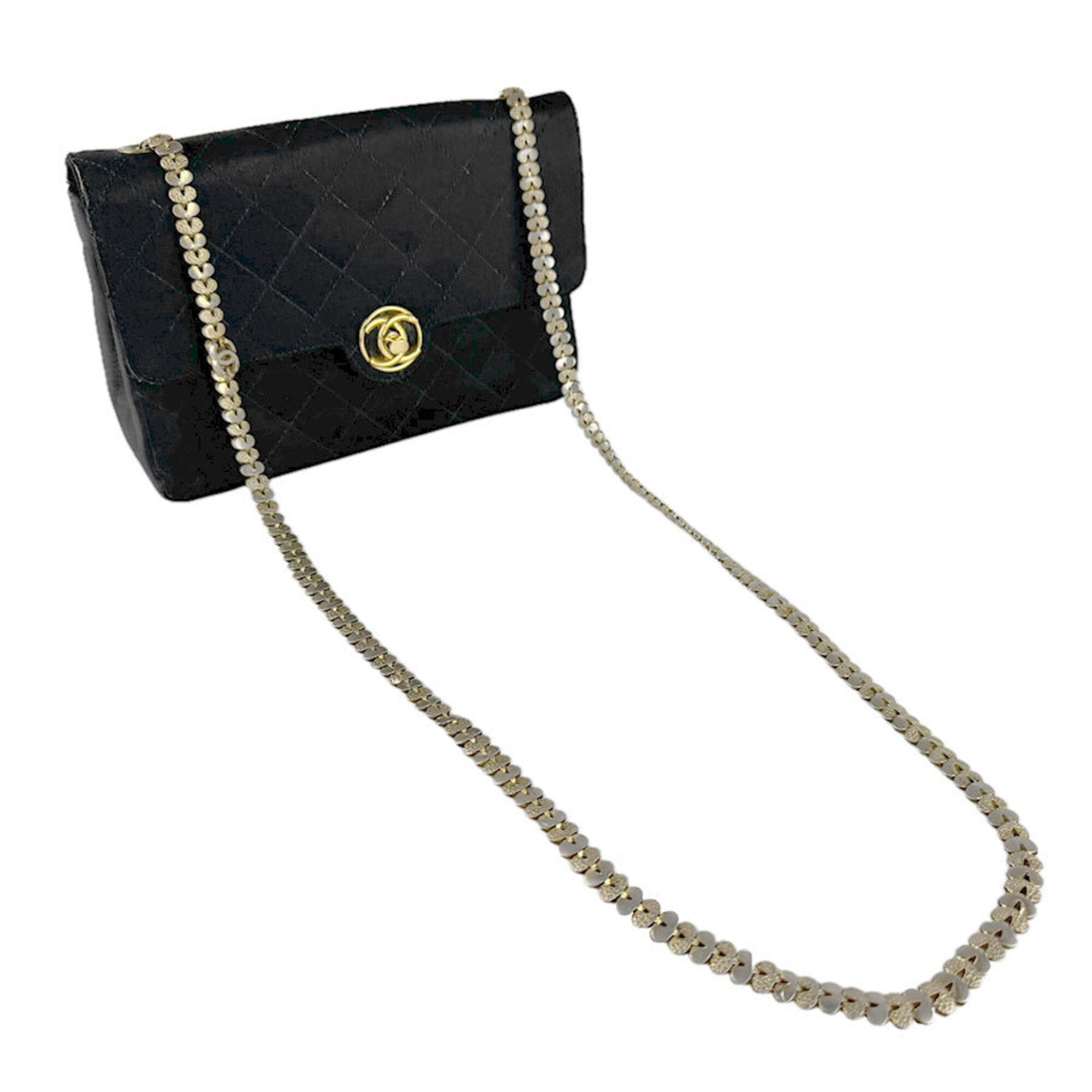 Chanel Black Satin Shoulder Bag (Pre-Owned)