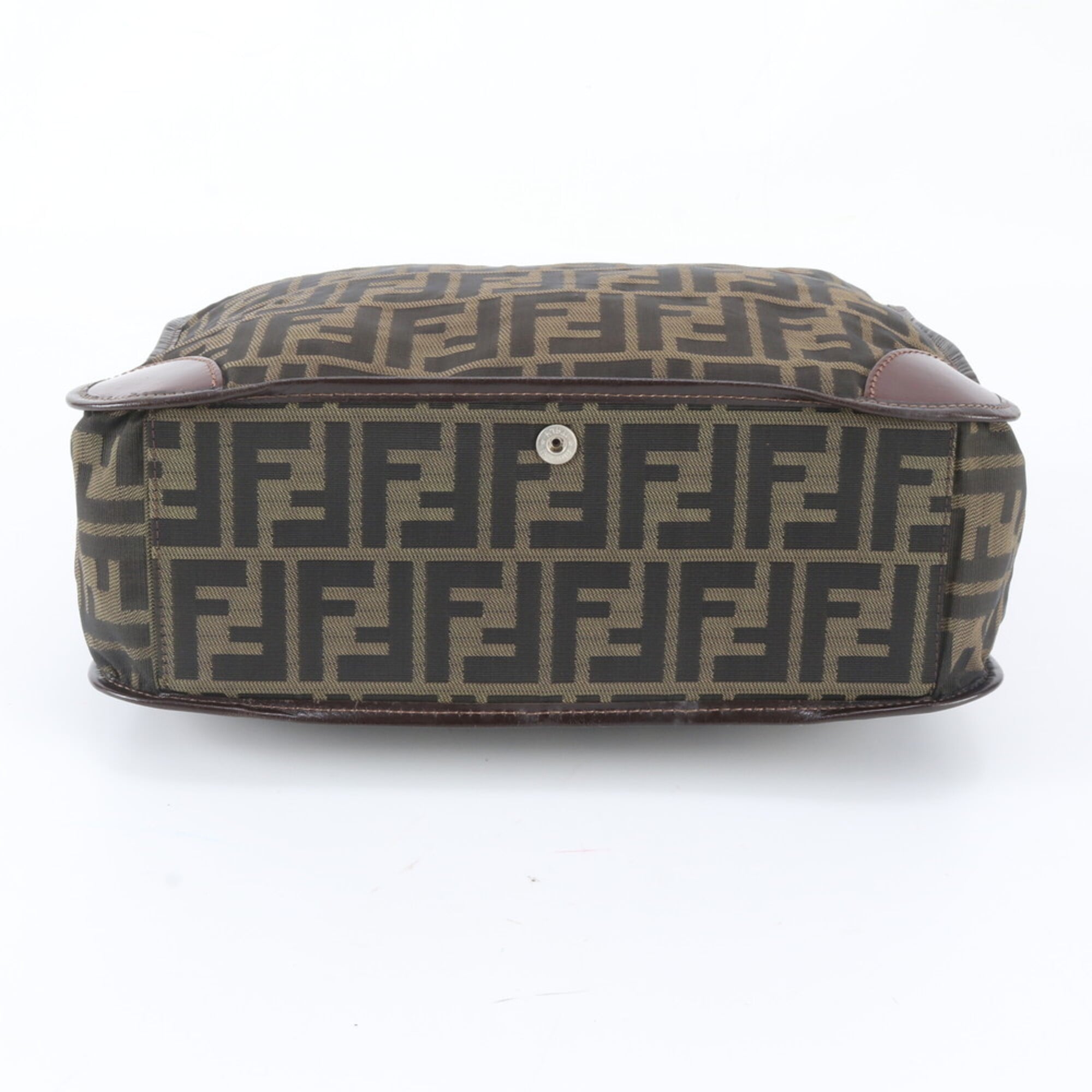 Fendi Zucca Green Khaki Leather Nylon Handbag Tote Bag (Pre-Owned)