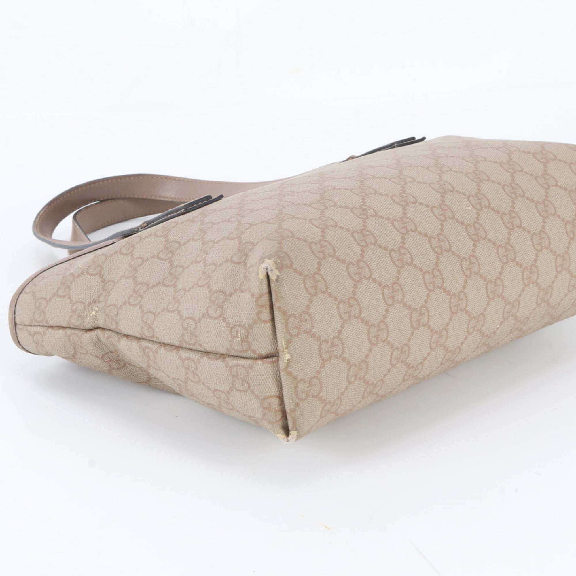 Gucci Pink Beige Leather Coated Canvas Handbag Shoulder Bag Tote Bag (Pre-Owned)