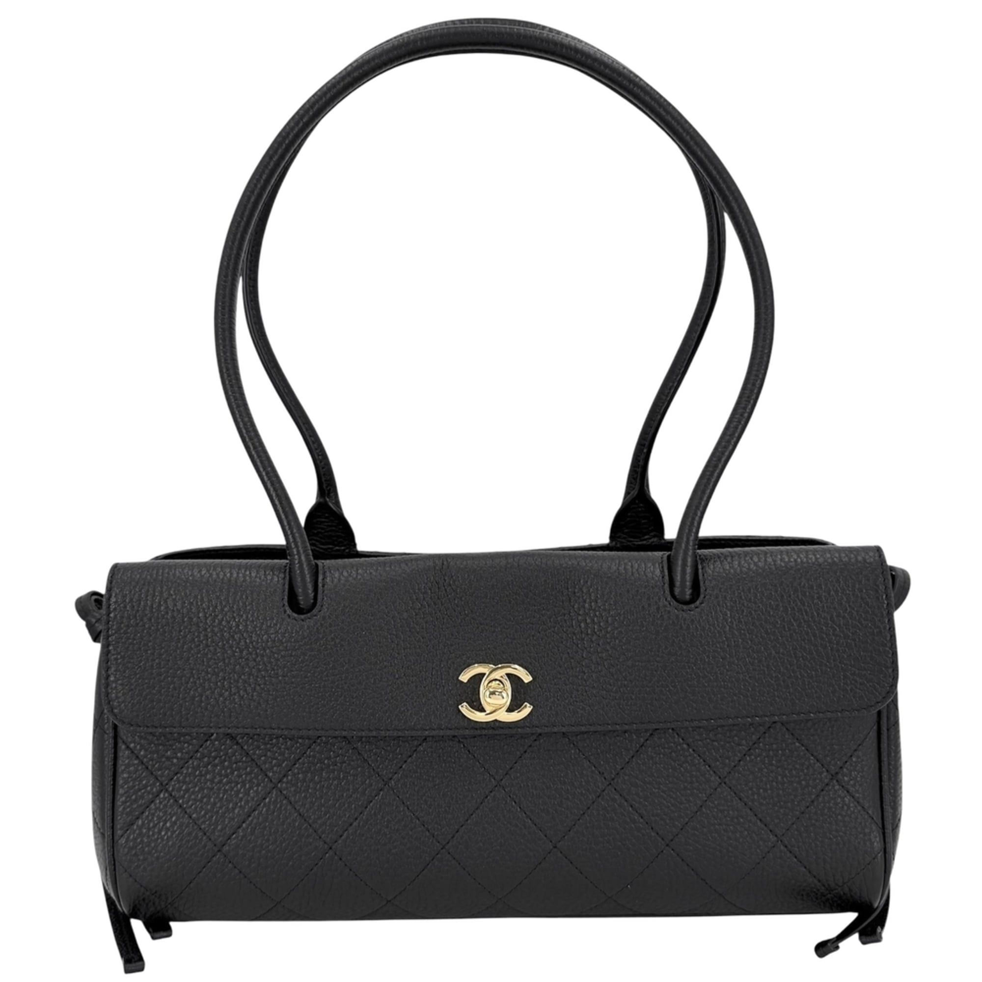 Chanel Black White Leather Shopping Bag Tote Bag (Pre-Owned)