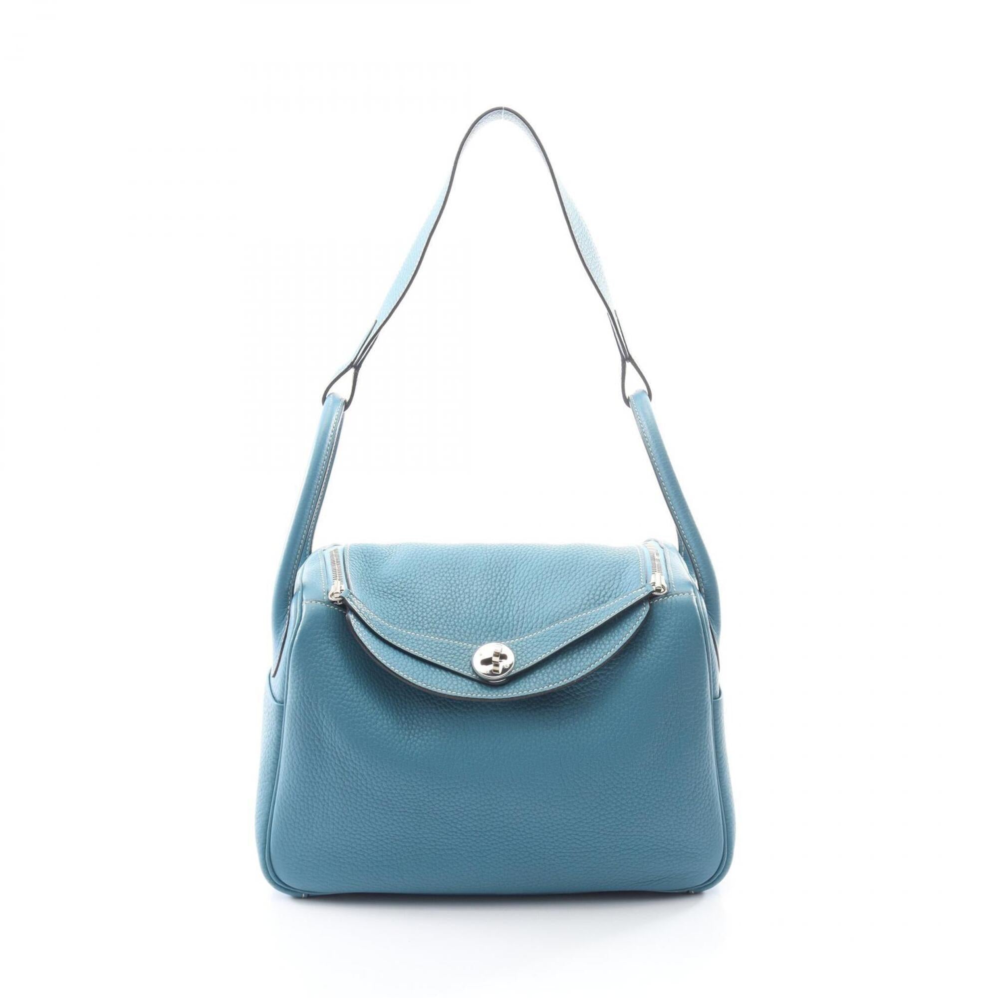 Hermes Blue Blue Jean Taurillon Clemence Leather Leather Handbag Shoulder Bag (Pre-Owned)