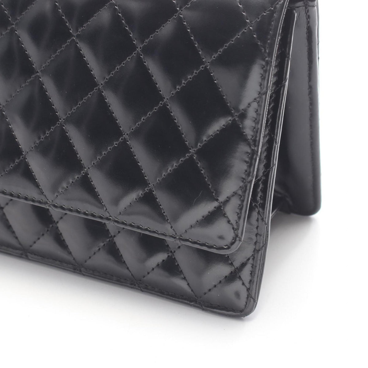 Chanel Matelasse Black Patent Leather Handbag Shoulder Bag (Pre-Owned)