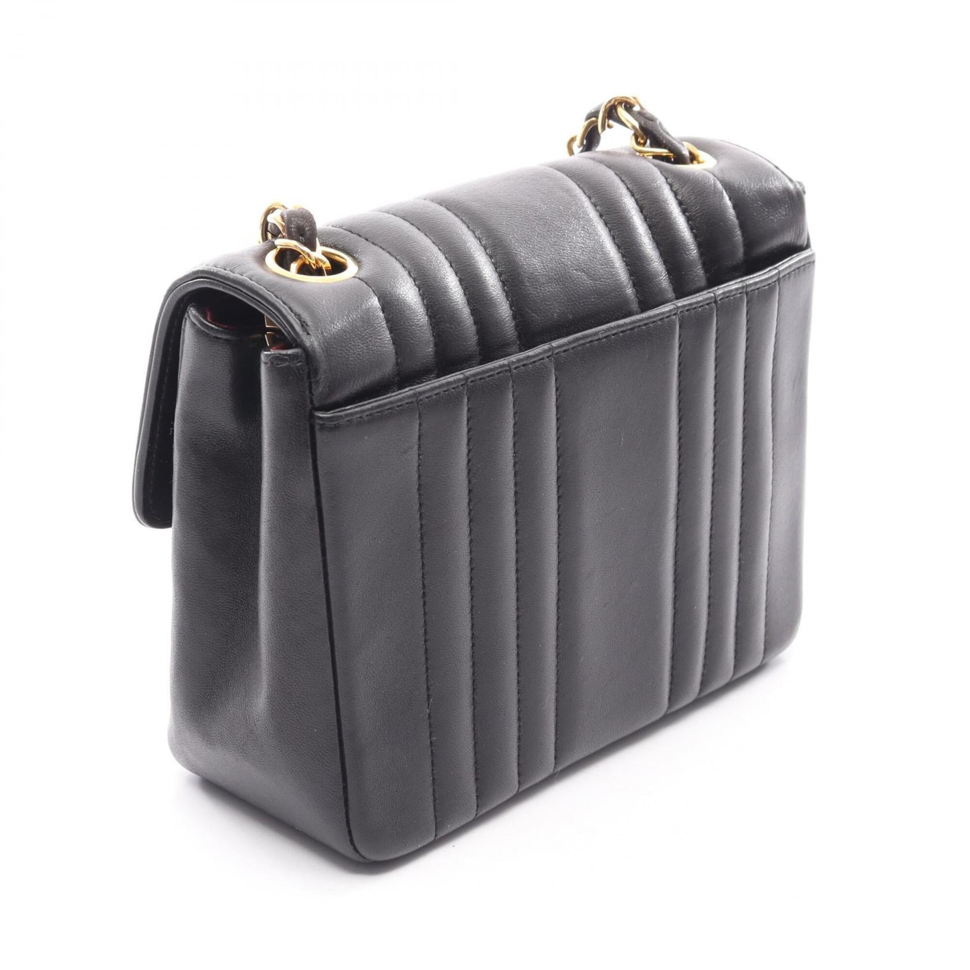 Chanel Black Leather Handbag Shoulder Bag (Pre-Owned)