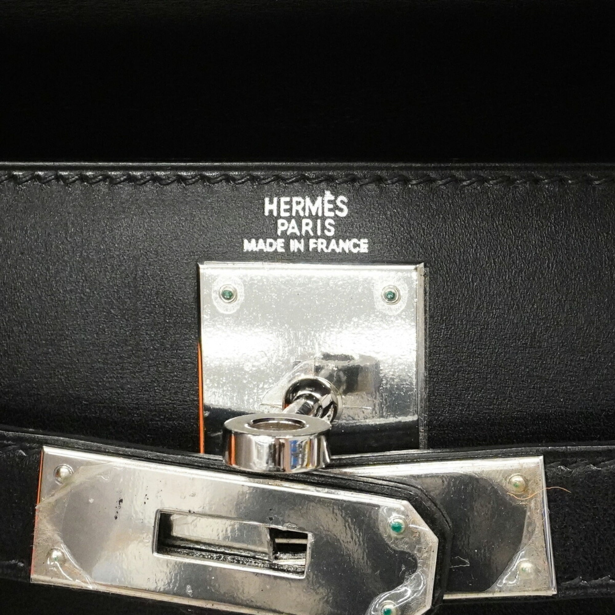 Hermes Black Box Calf Leather Handbag (Pre-Owned)