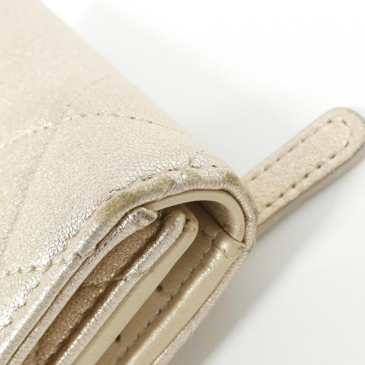 Chanel Gold Leather Wallet (Tri-Fold) (Pre-Owned)