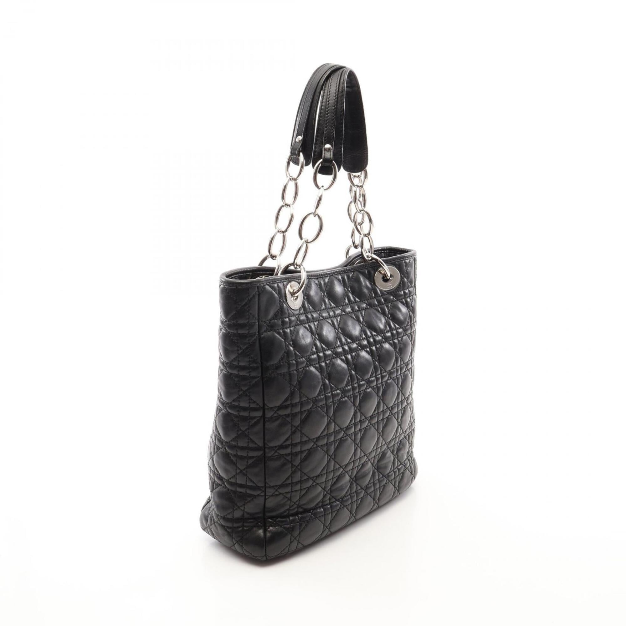 Christian Dior Black Leather Handbag Tote Bag (Pre-Owned)