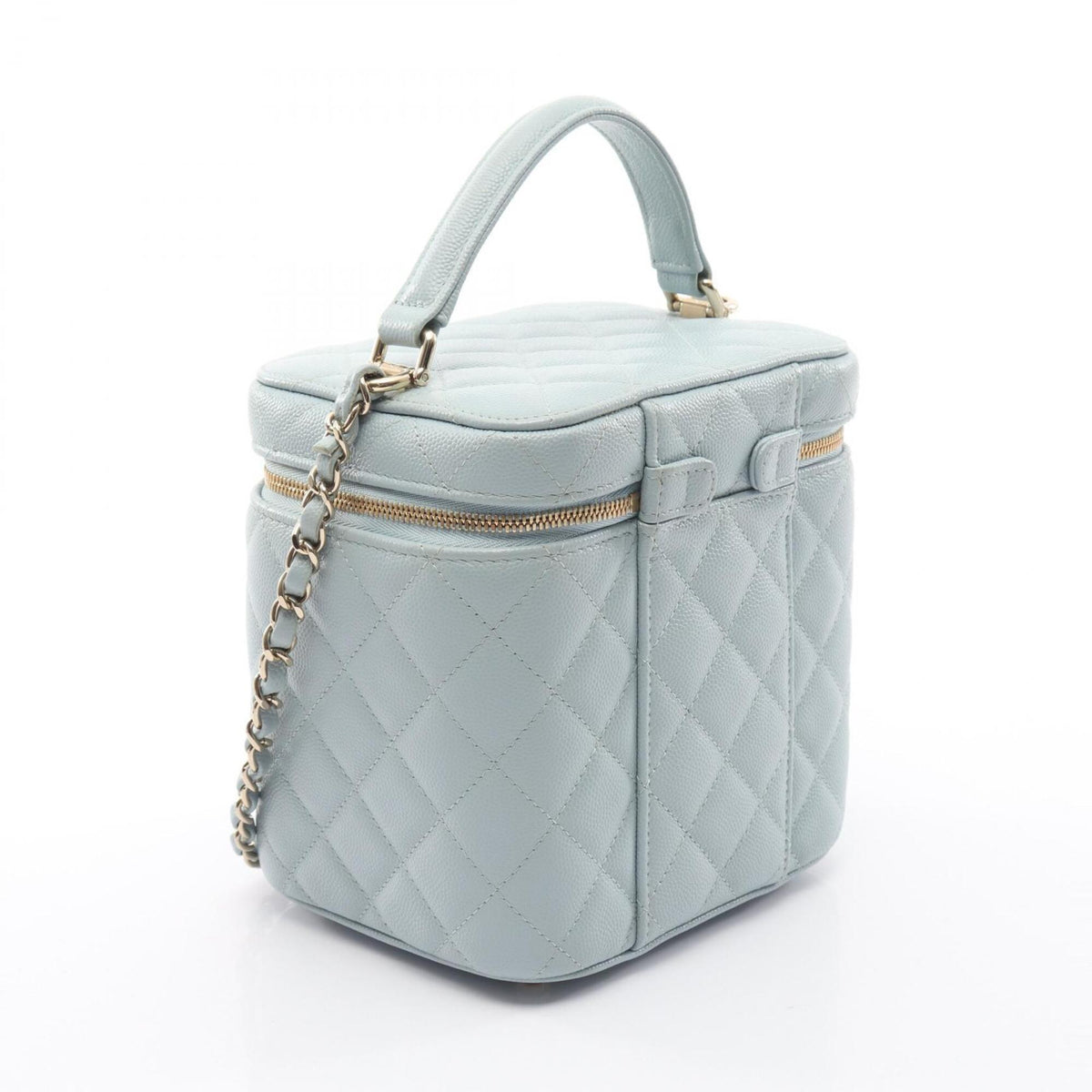 Chanel Matelasse Blue Grained Calfskin Handbag Shoulder Bag (Pre-Owned)