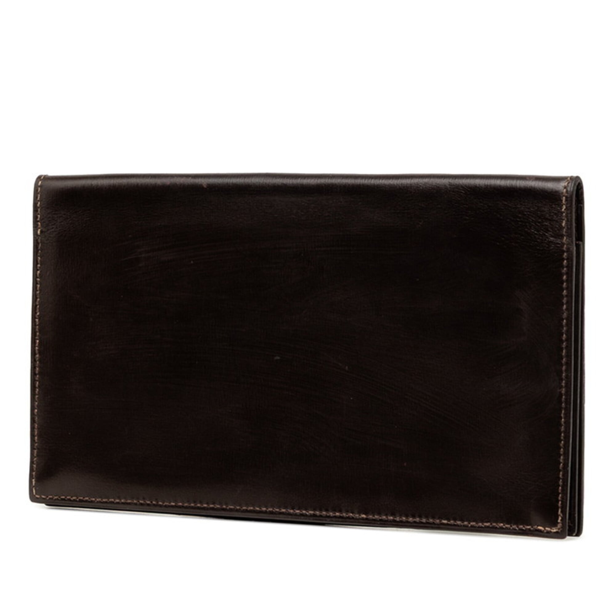 Hermes Dark Brown Box Calf Leather Long Wallet (Bi-Fold) (Pre-Owned)