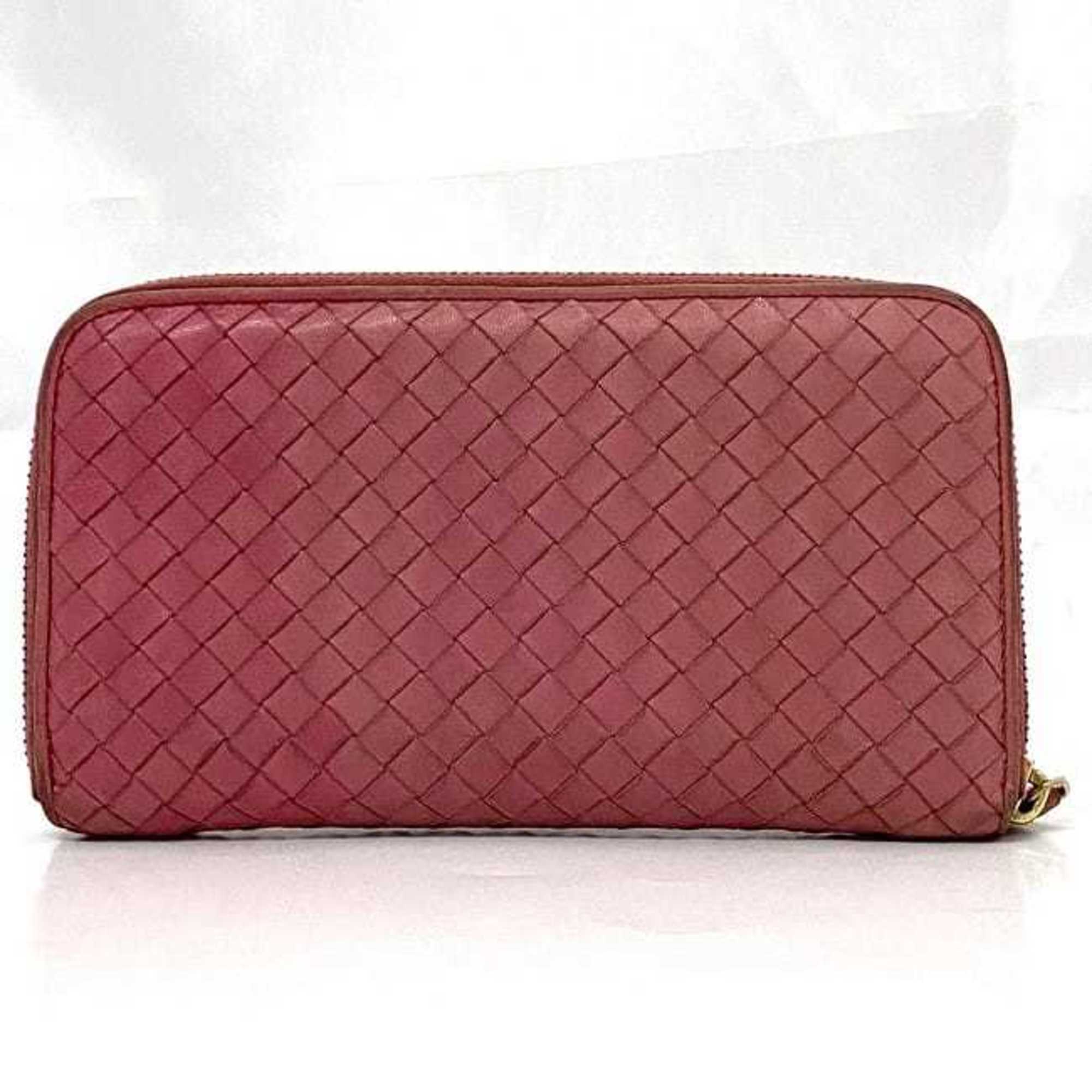 Bottega Veneta Pink Leather Long Wallet (Bi-Fold) (Pre-Owned)