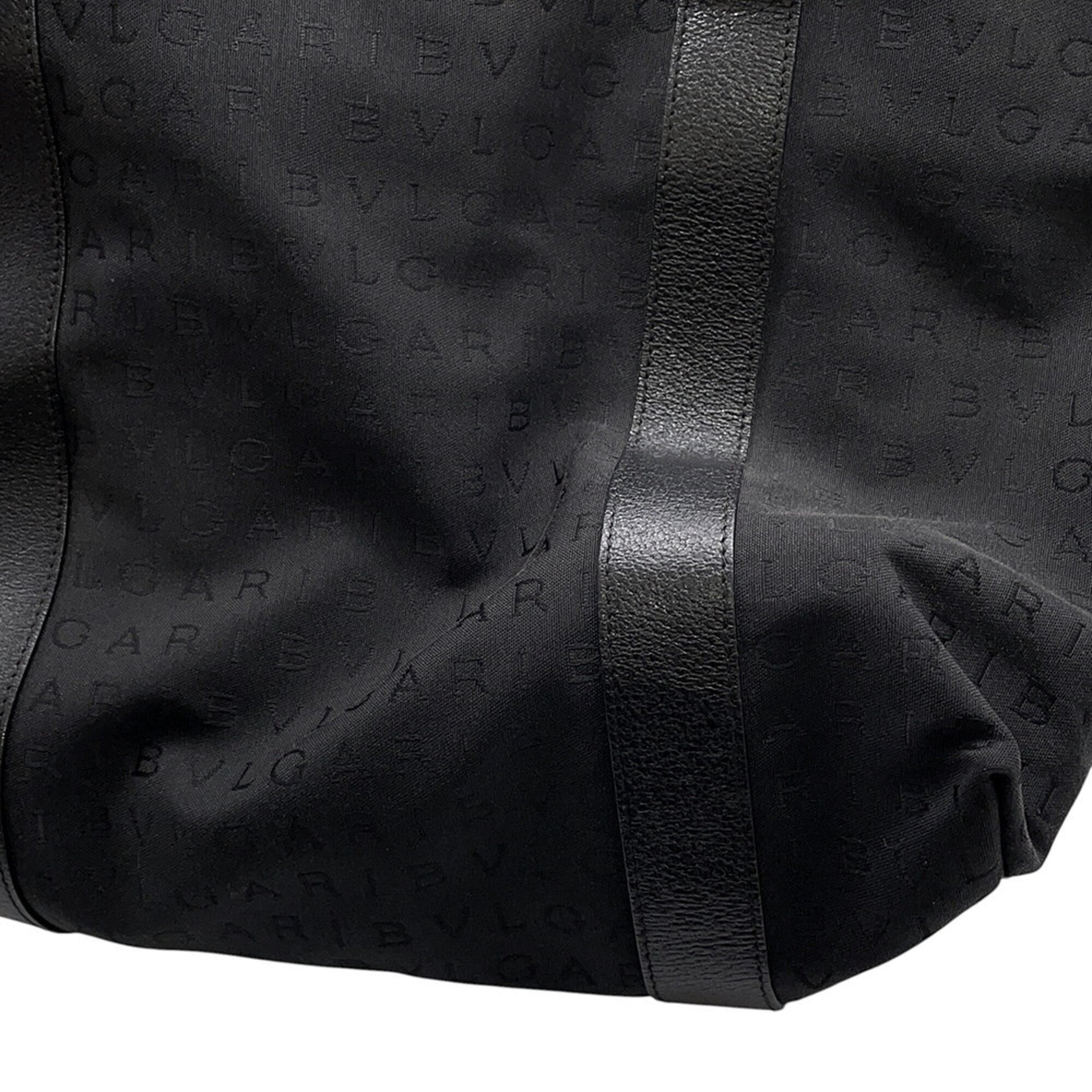 Bvlgari Black Canvas Leather Handbag Tote Bag (Pre-Owned)
