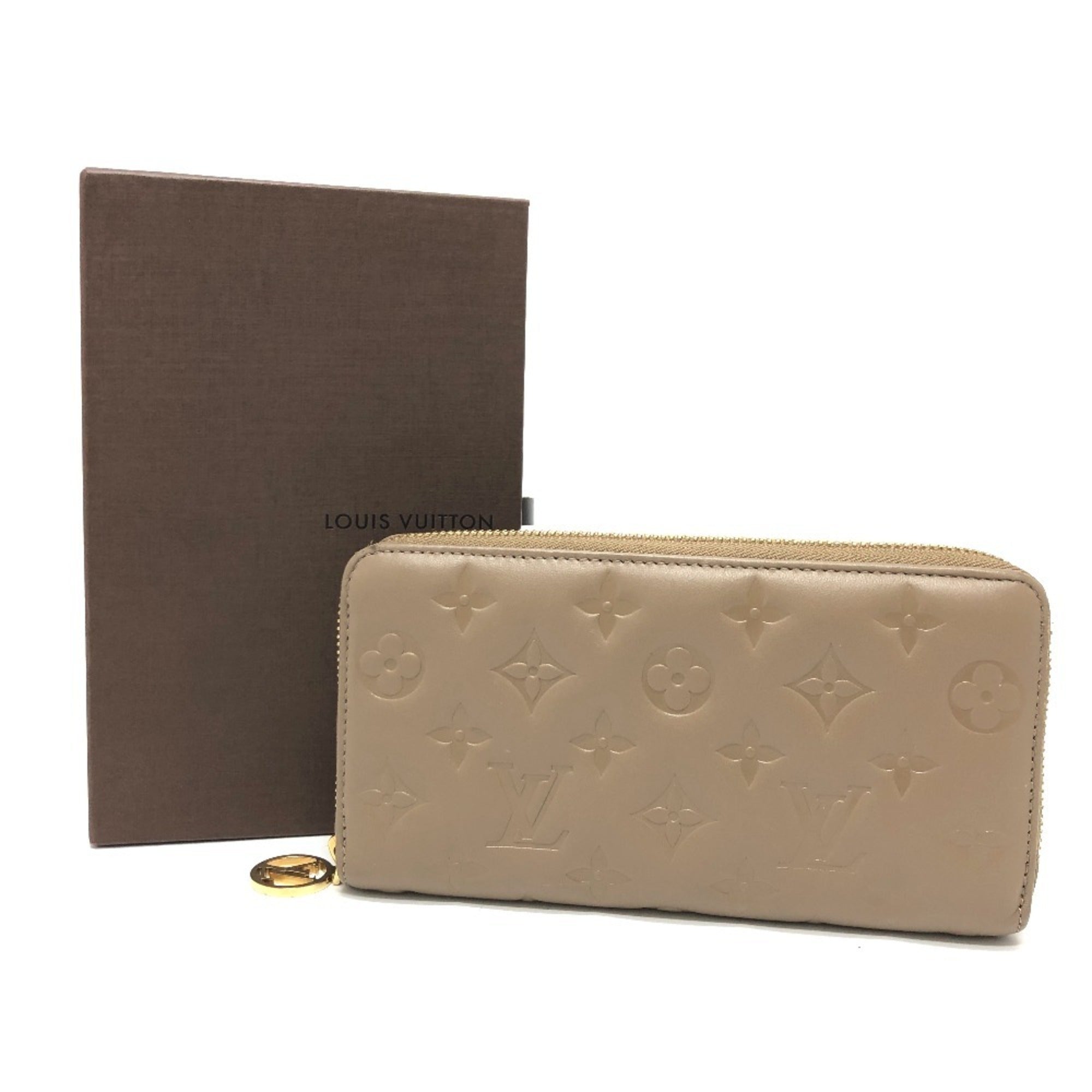 Louis Vuitton Beige Leather Long Wallet (Bi-Fold) (Pre-Owned)
