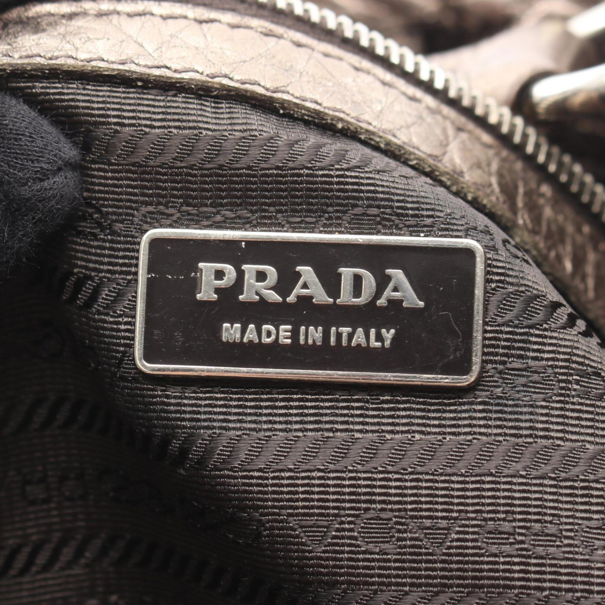 Prada Brown Leather Handbag Tote Bag (Pre-Owned)
