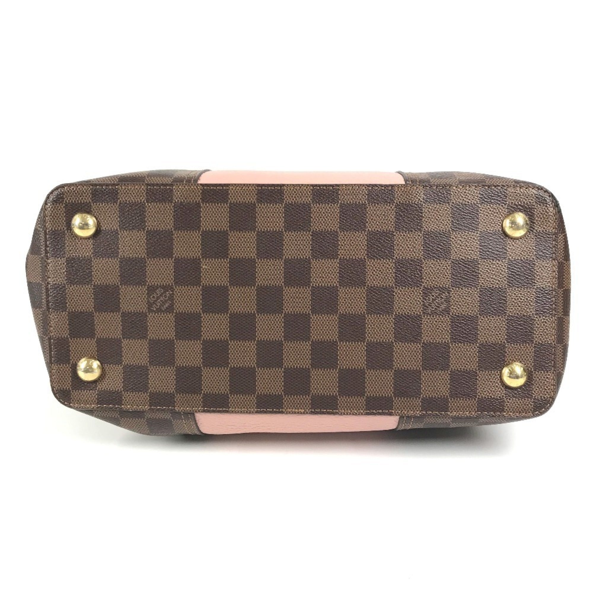 Louis Vuitton Brown Damier Canvas Galle Magnolia Pink Jersey Handbag Shoulder Bag Tote Bag (Pre-Owned)