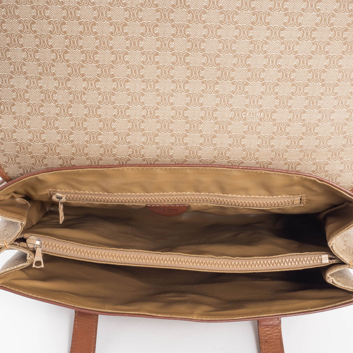 Celine Macadam Beige Brown Pvc Leather Handbag Tote Bag (Pre-Owned)