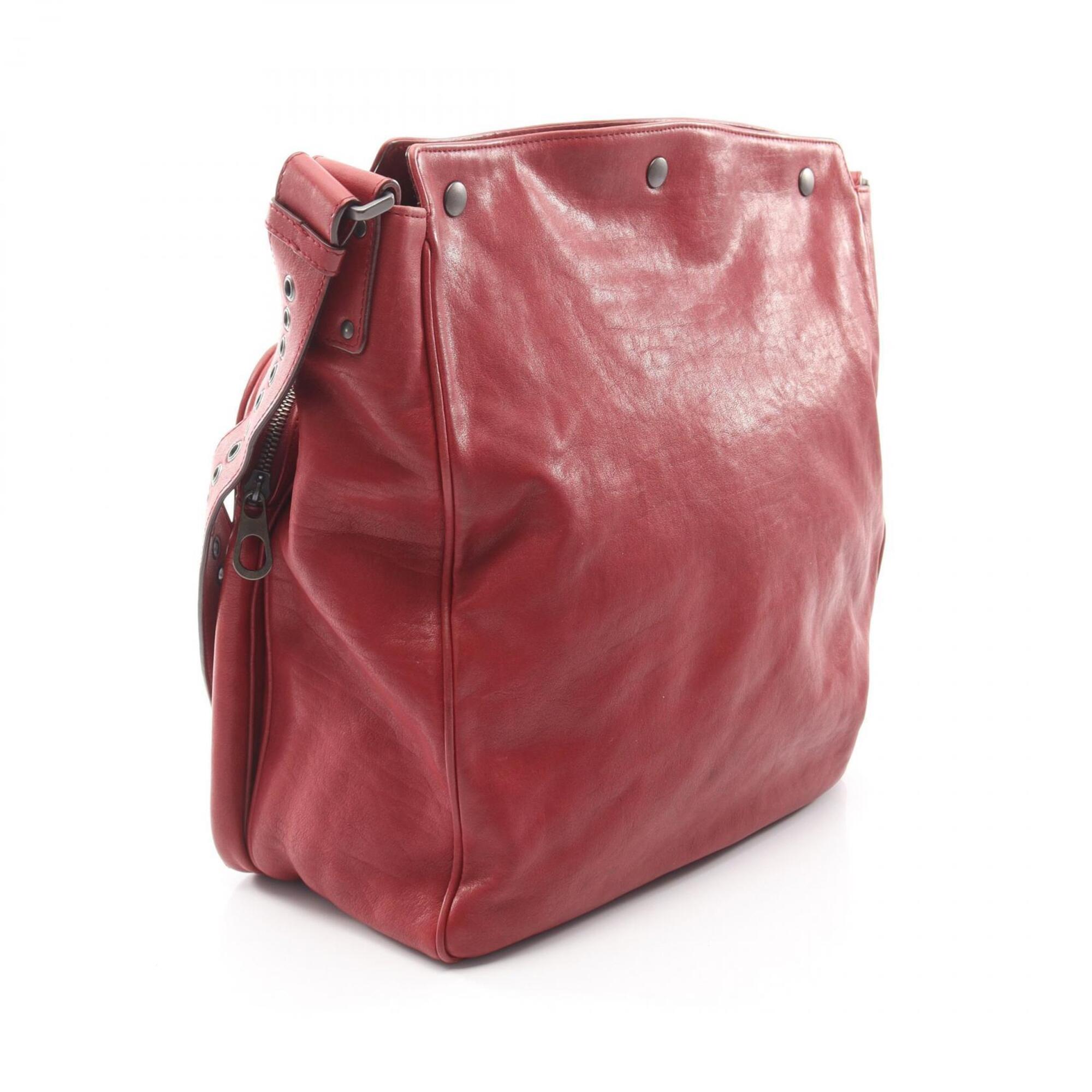 Bottega Veneta Red Color Leather Handbag Shoulder Bag (Pre-Owned)