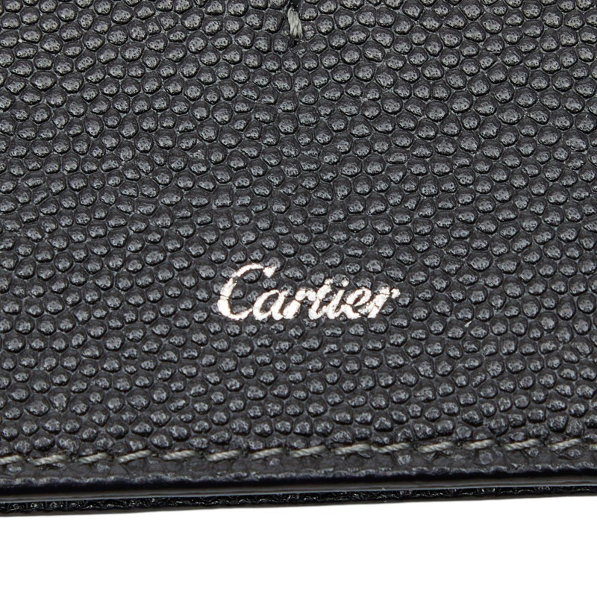 Cartier Black Leather Long Wallet (Bi-Fold) (Pre-Owned)