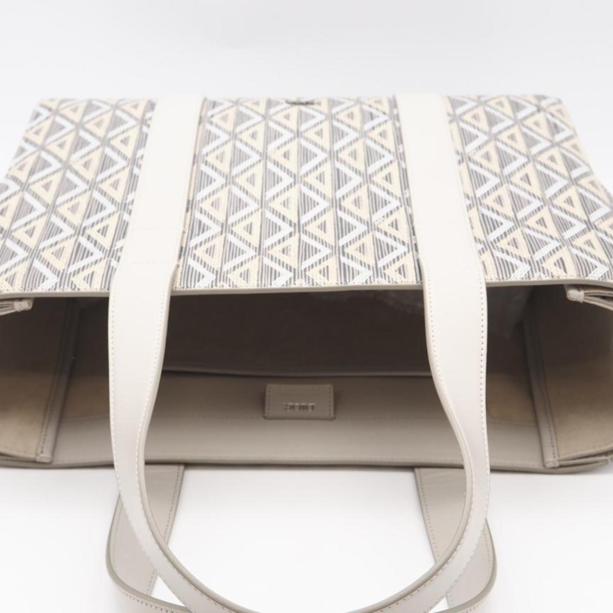 Christian Dior Gray White Leather Tote Bag (Pre-Owned)