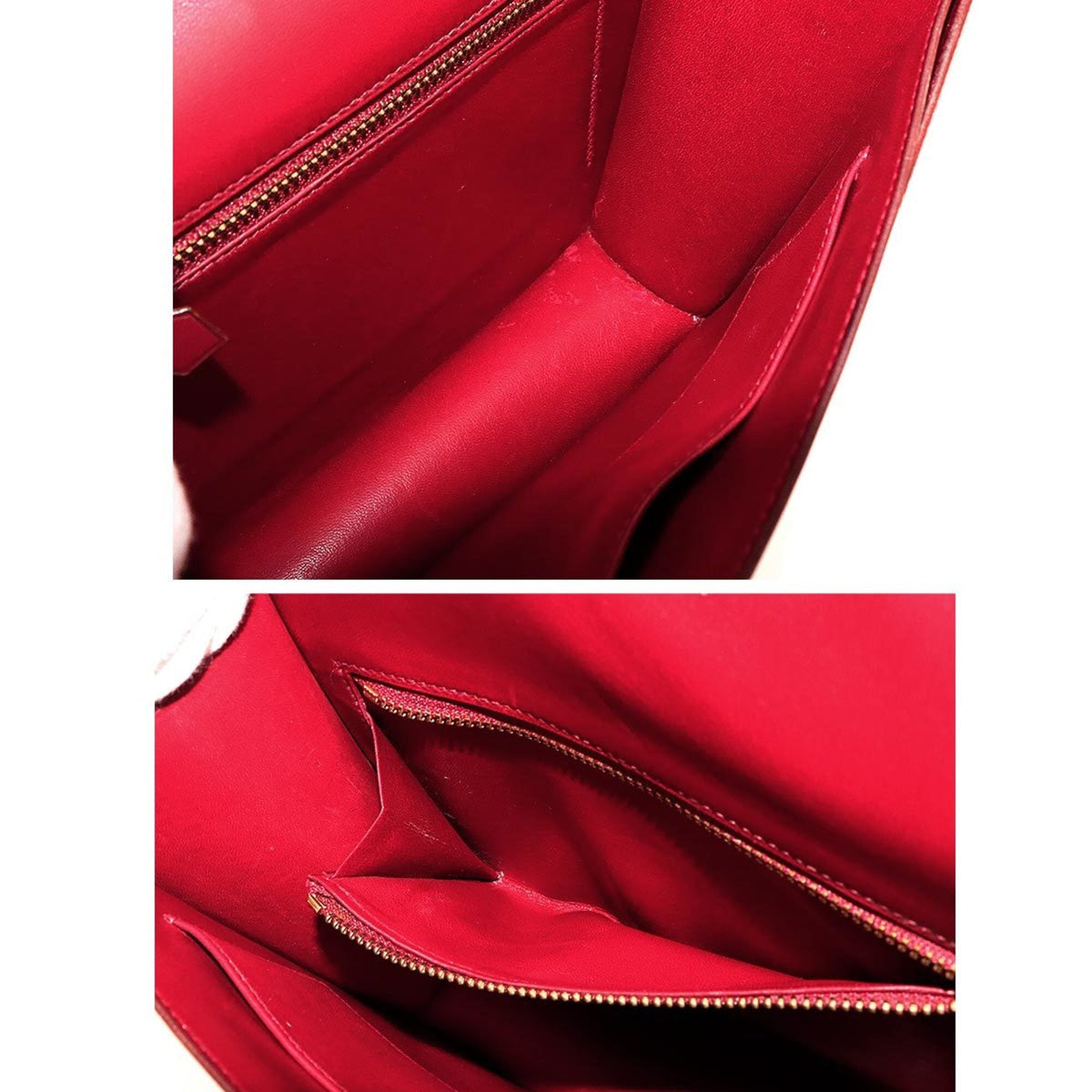 Hermes Rouge H Box Calf Leather Handbag (Pre-Owned)
