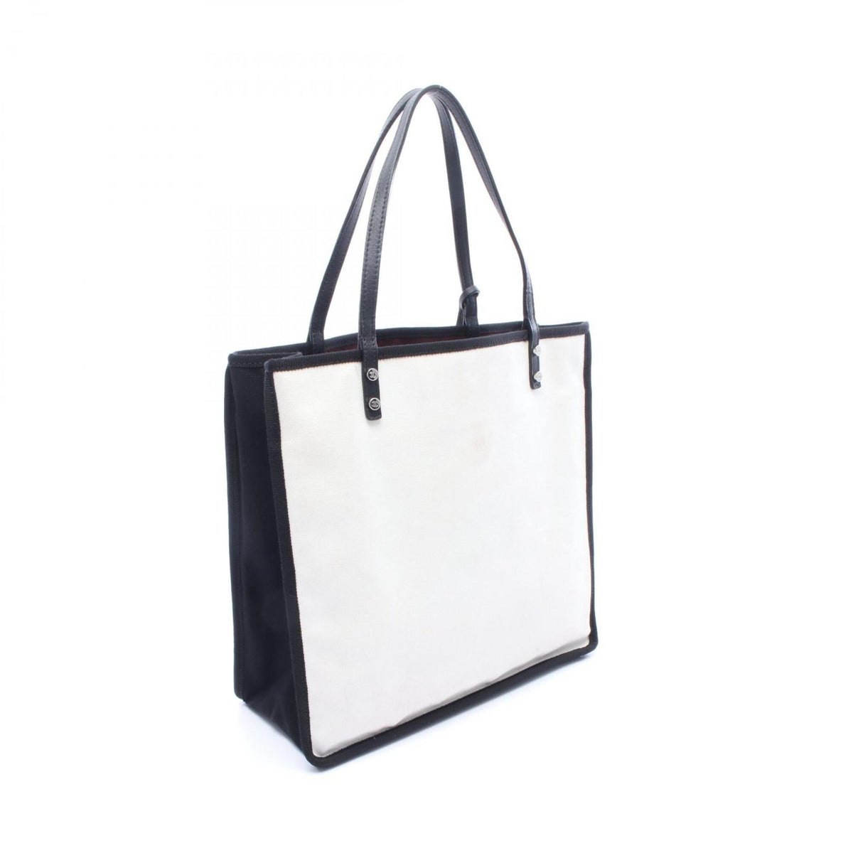 Chanel Black White Canvas Leather Handbag Tote Bag (Pre-Owned)