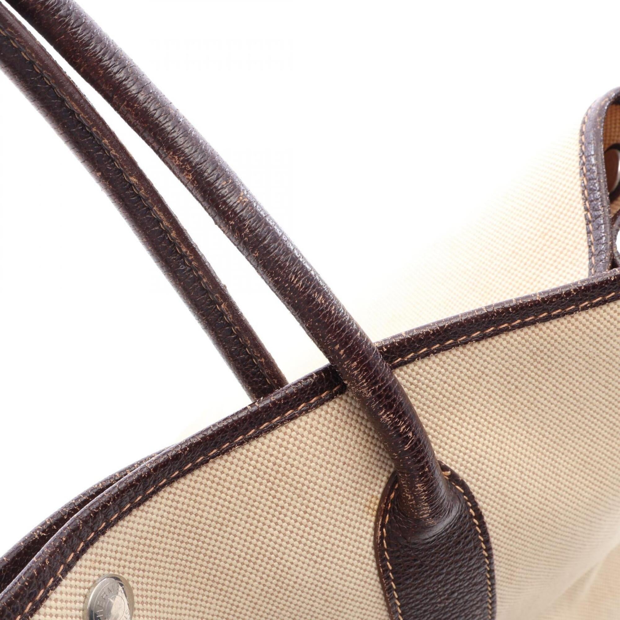 Hermes Beige Brown Toile H Buffalo Leather Handbag Tote Bag (Pre-Owned)