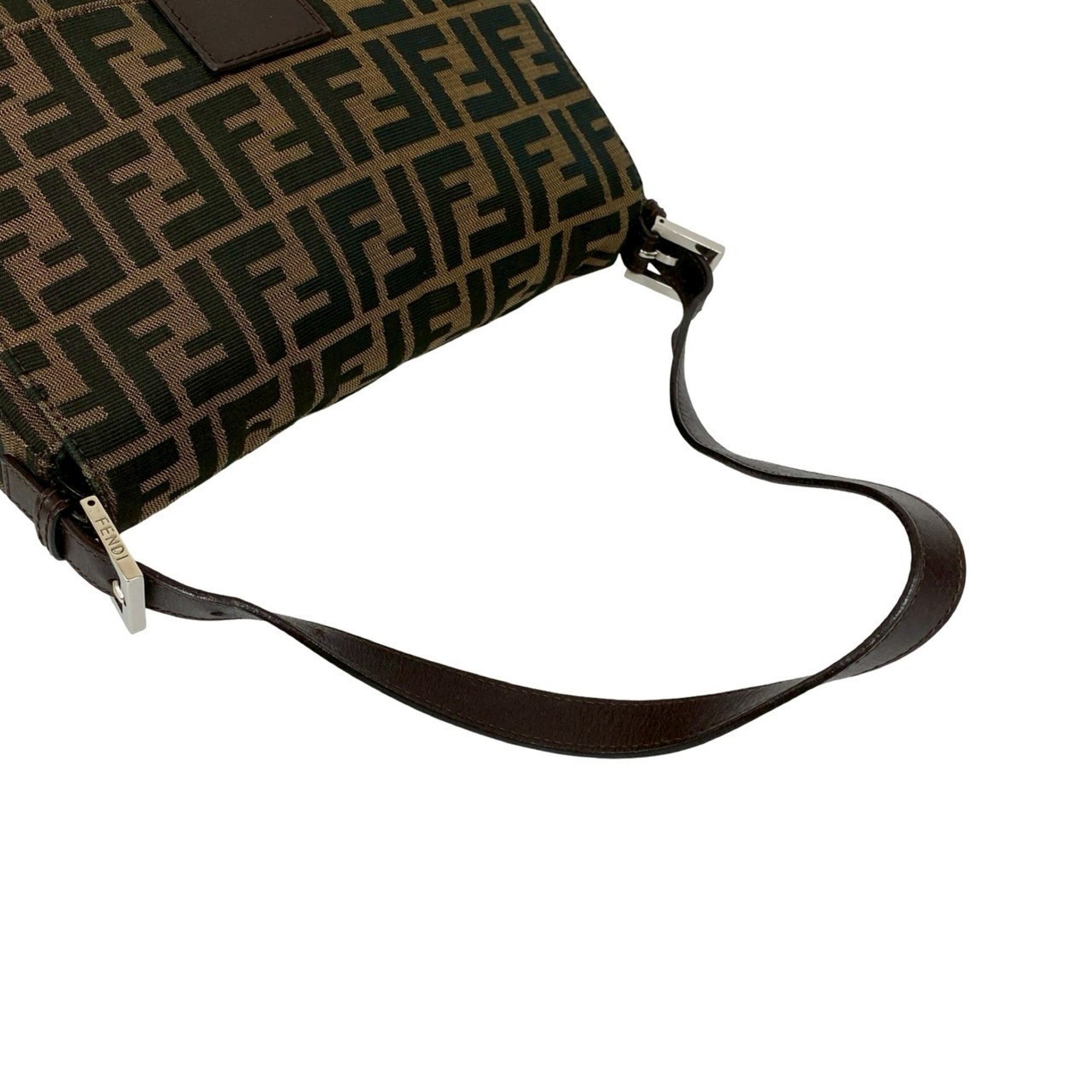 Fendi Black Brown Canvas Leather Shoulder Bag (Pre-Owned)