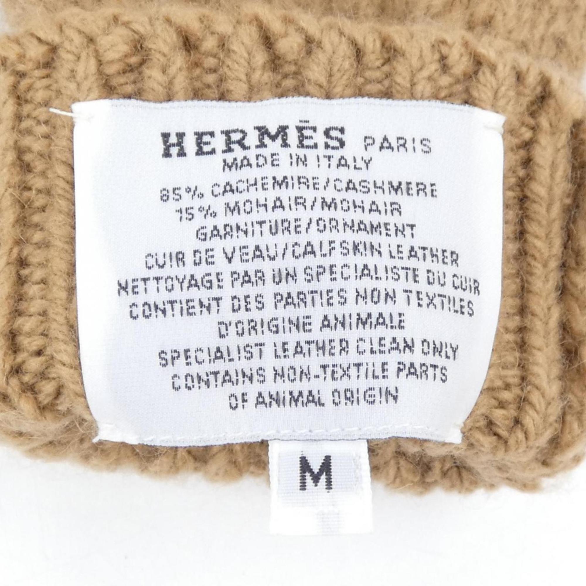 Hermes Brown Cashmere Mohair Warm Gloves (Pre-Owned)