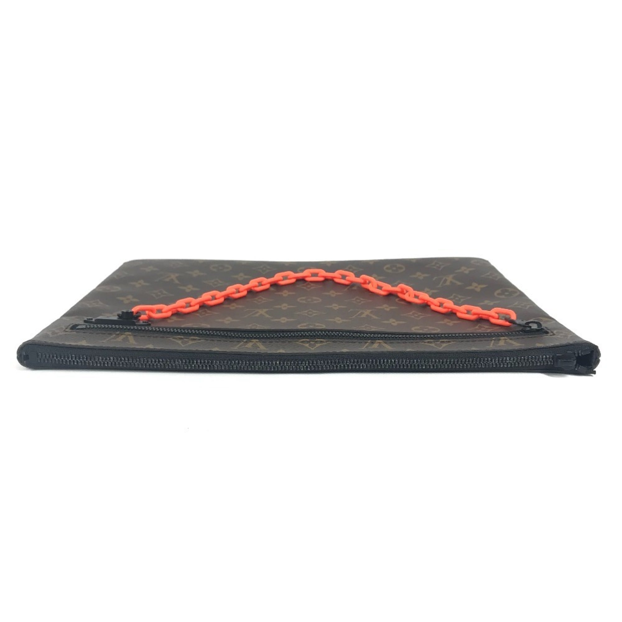 Louis Vuitton Brown Orange Monogram Canvas Clutch Bag Pochette Pouch (Pre-Owned)