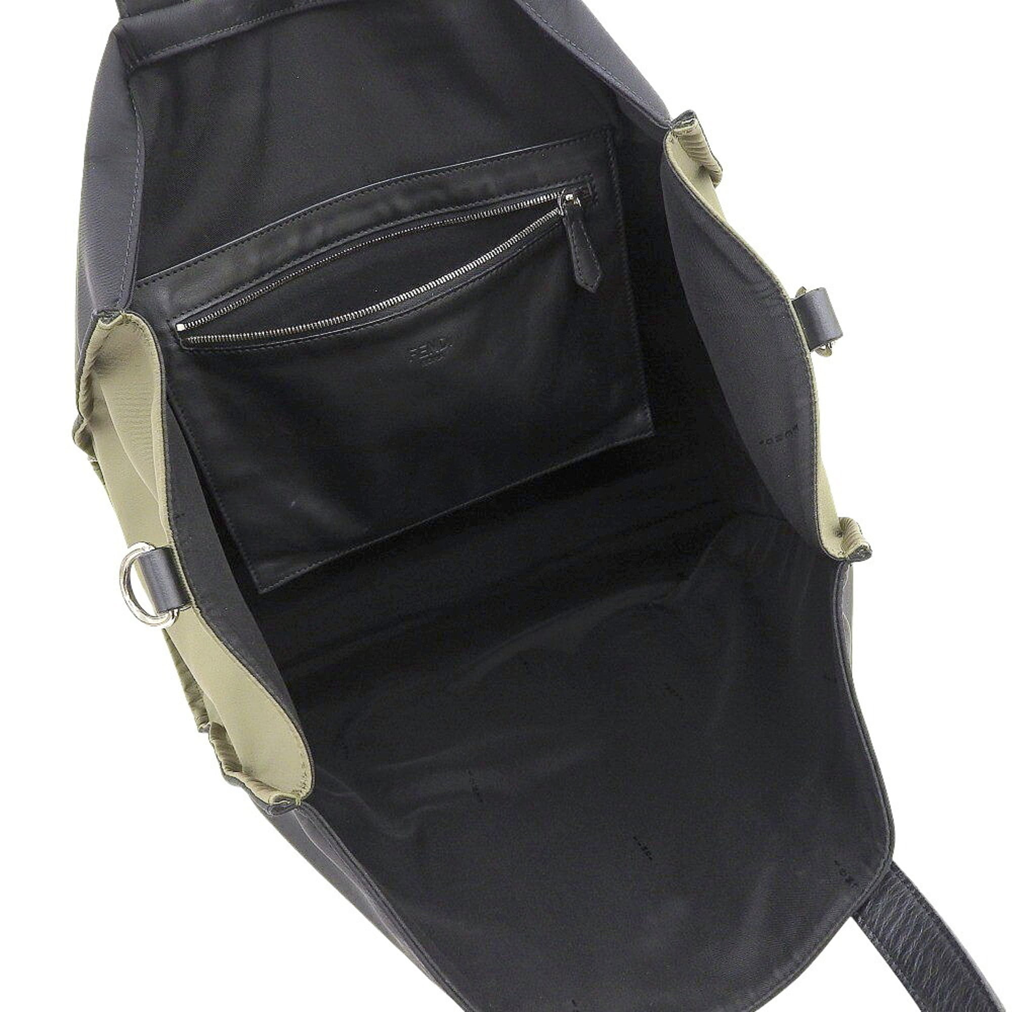 Fendi Black Nylon Leather Tote Bag (Pre-Owned)