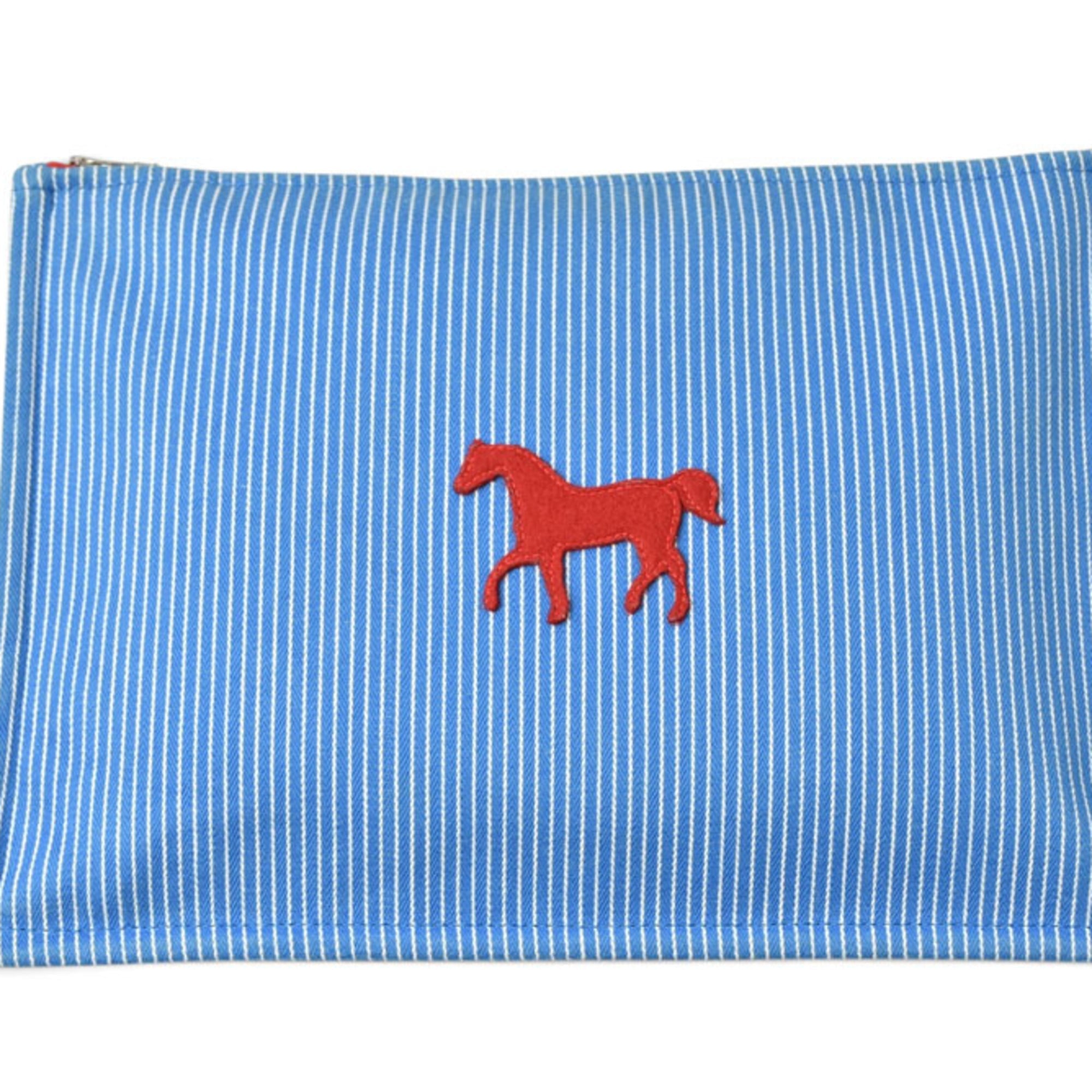 Hermes Blue White Cotton Pouch (Pre-Owned)