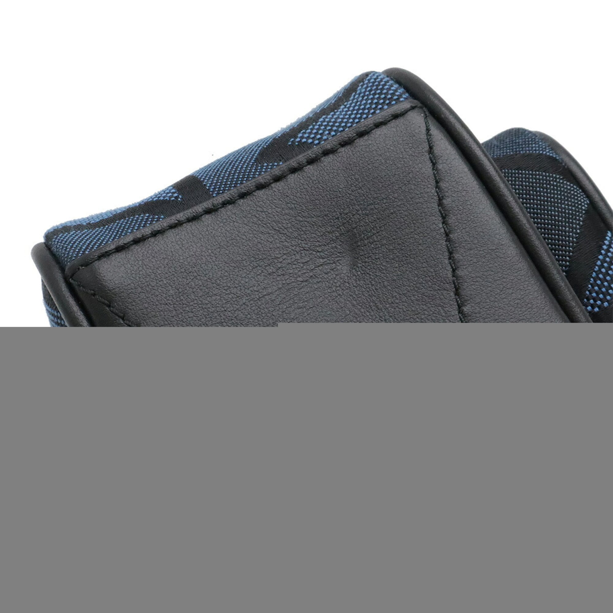 Burberry Black Blue Canvas Leather Shoulder Bag Sling Bag (Pre-Owned)