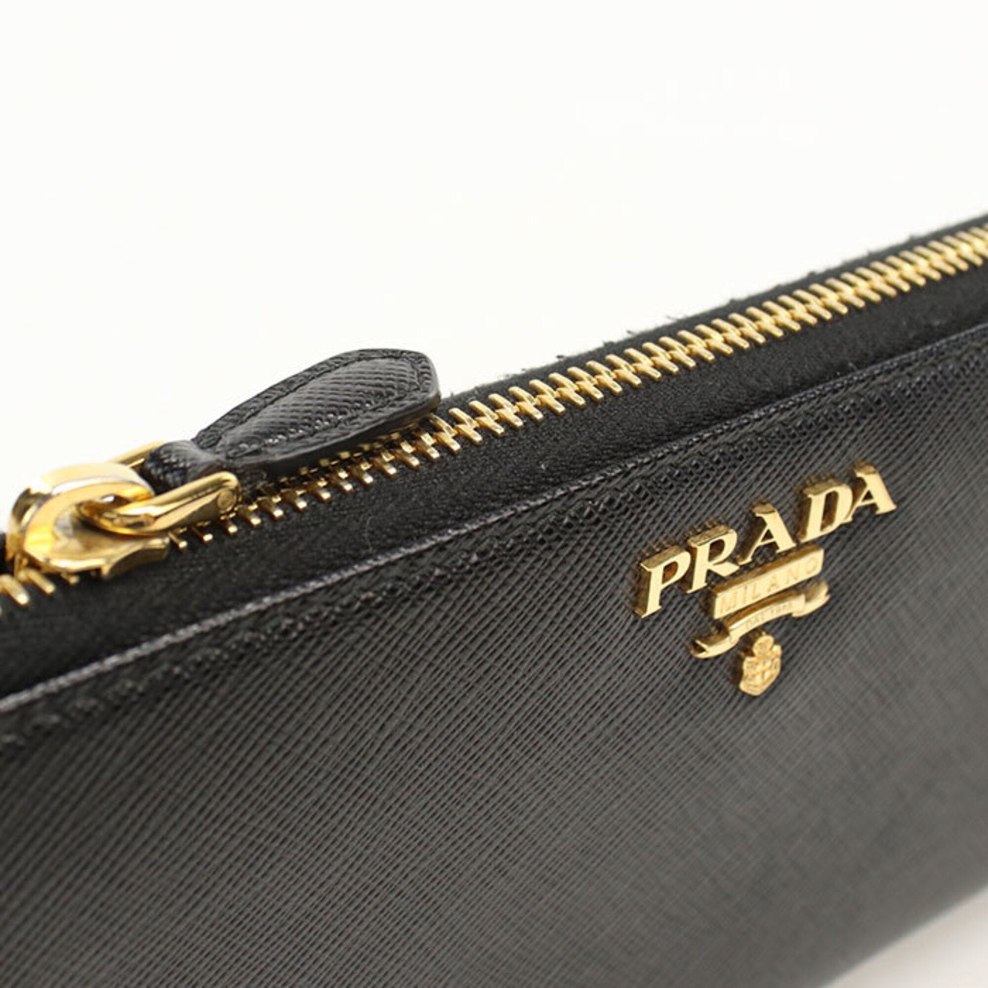 Prada Black Leather Long Wallet (Bi-Fold) (Pre-Owned)