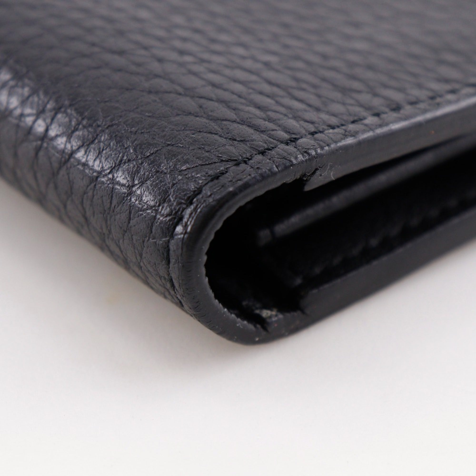 Louis Vuitton Black Leather Long Wallet (Bi-Fold) (Pre-Owned)