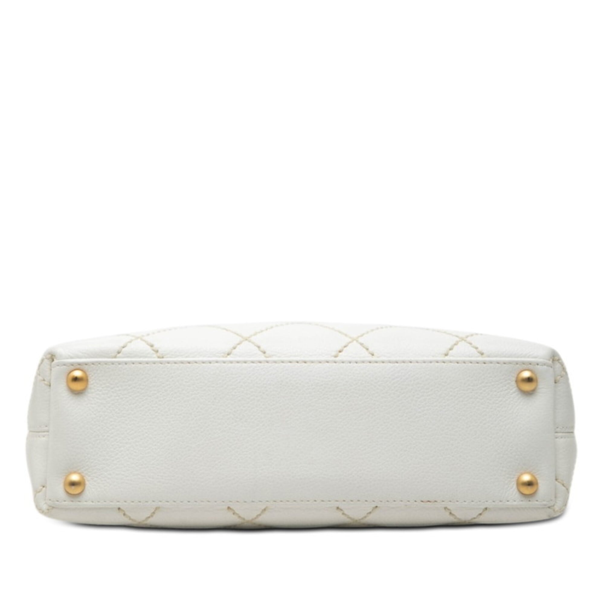 Chanel White Leather Handbag Tote Bag (Pre-Owned)