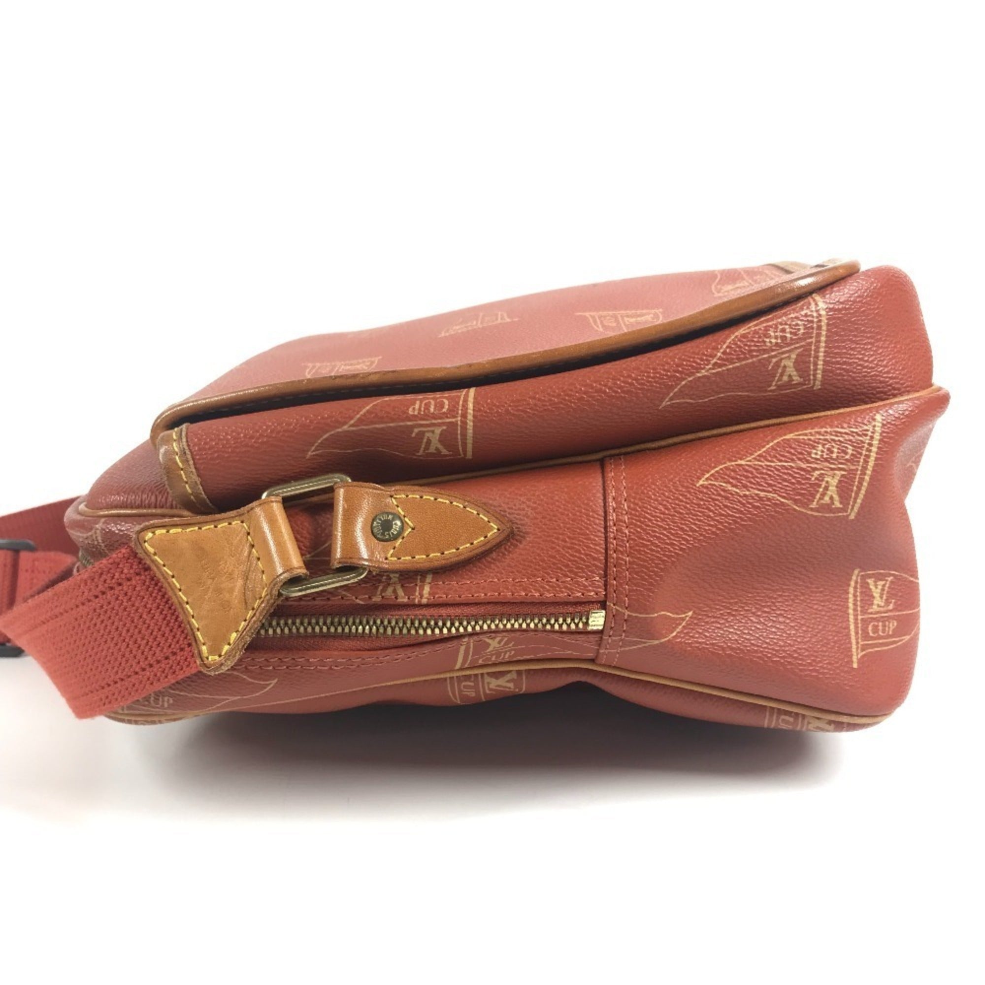 Louis Vuitton Galle Orange Leather Canvas Messenger Bag Shoulder Bag (Pre-Owned)